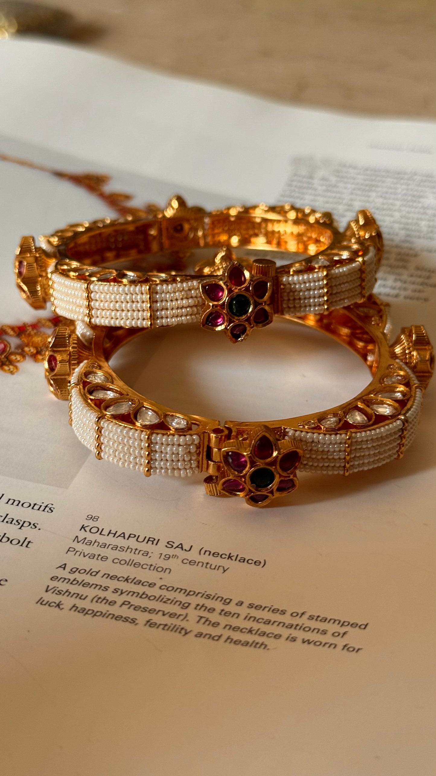 Heritage pearl designer rajwada openable bangles