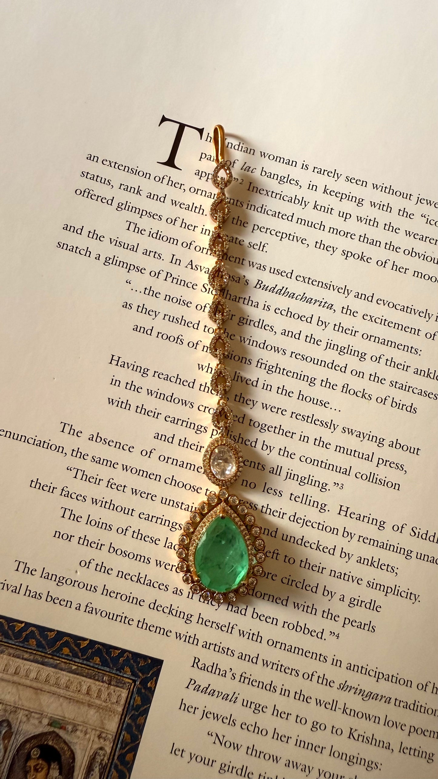 Mint drop Moissanite maangtika