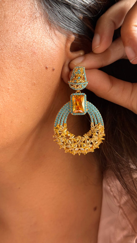 Aqua topaz Statement Earrings
