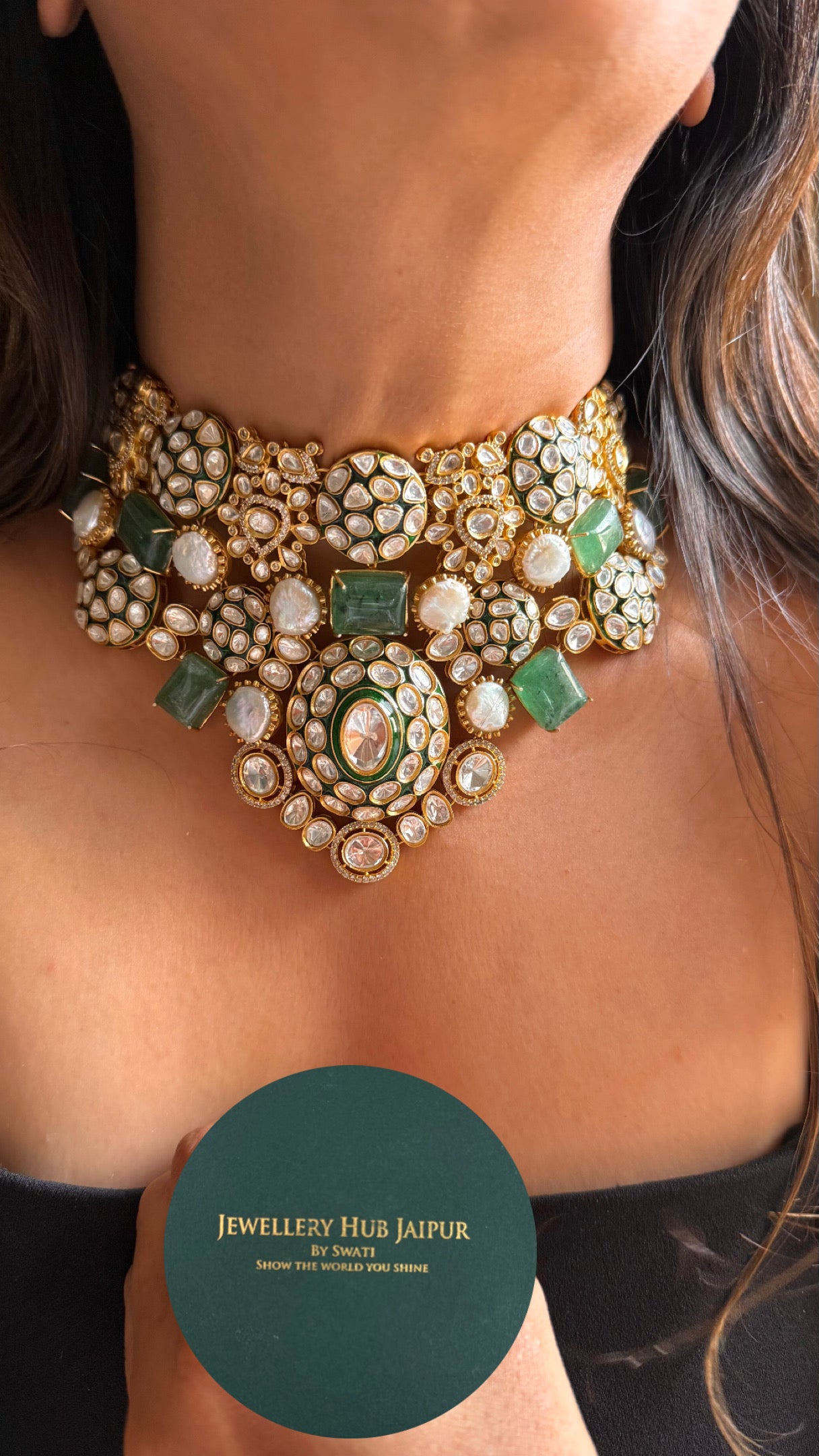 Real stones meenkari carving designer Necklace
