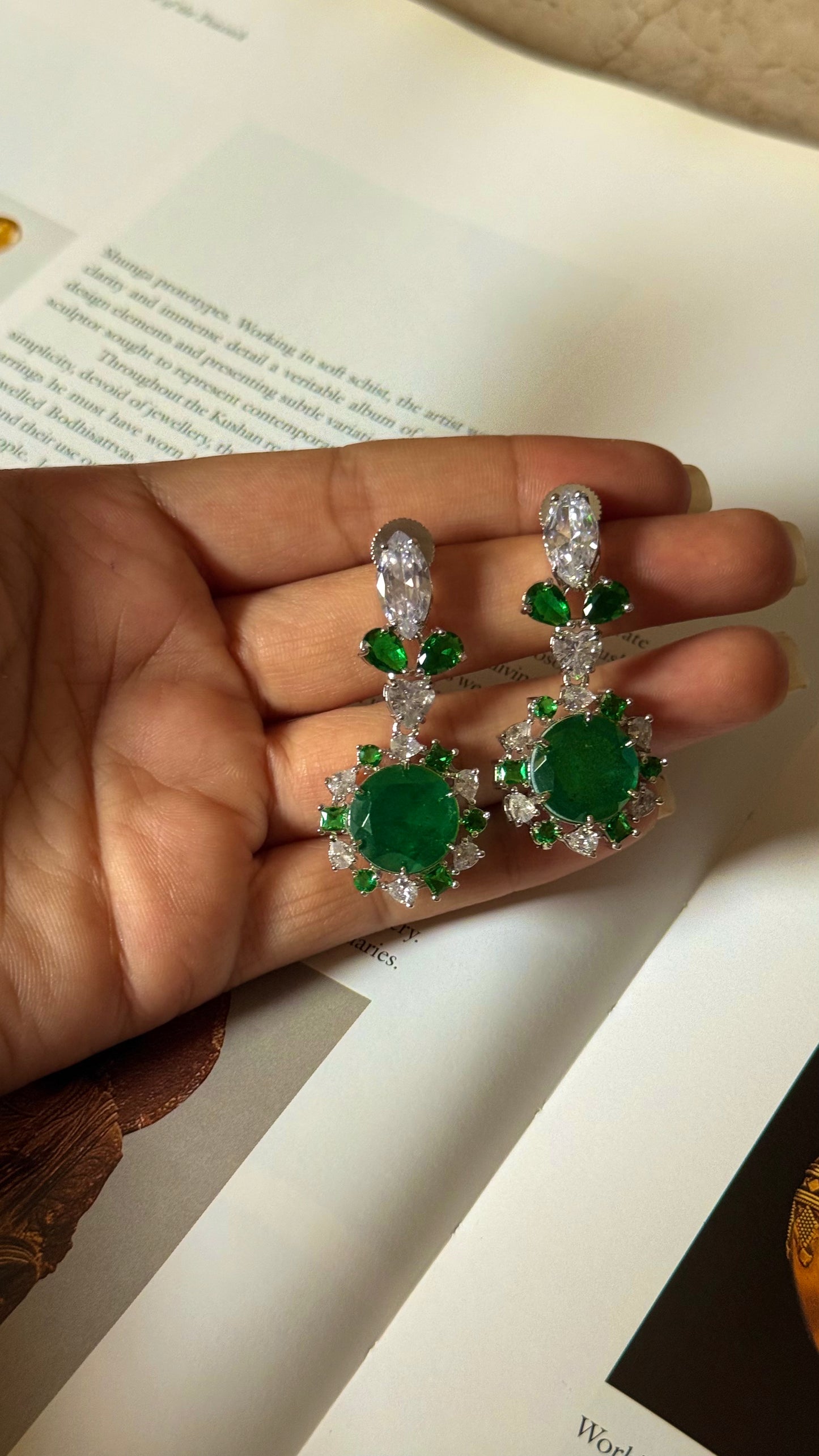 Emerald doublet cz emerald diamond  collar set necklace