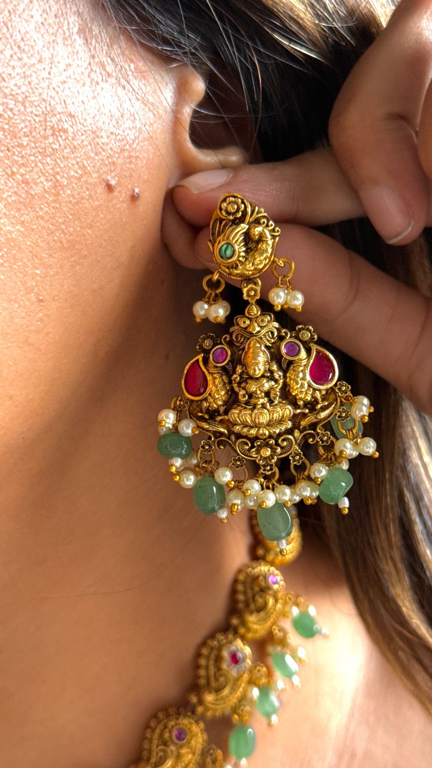 Goddess laxmi inspired temple necklace