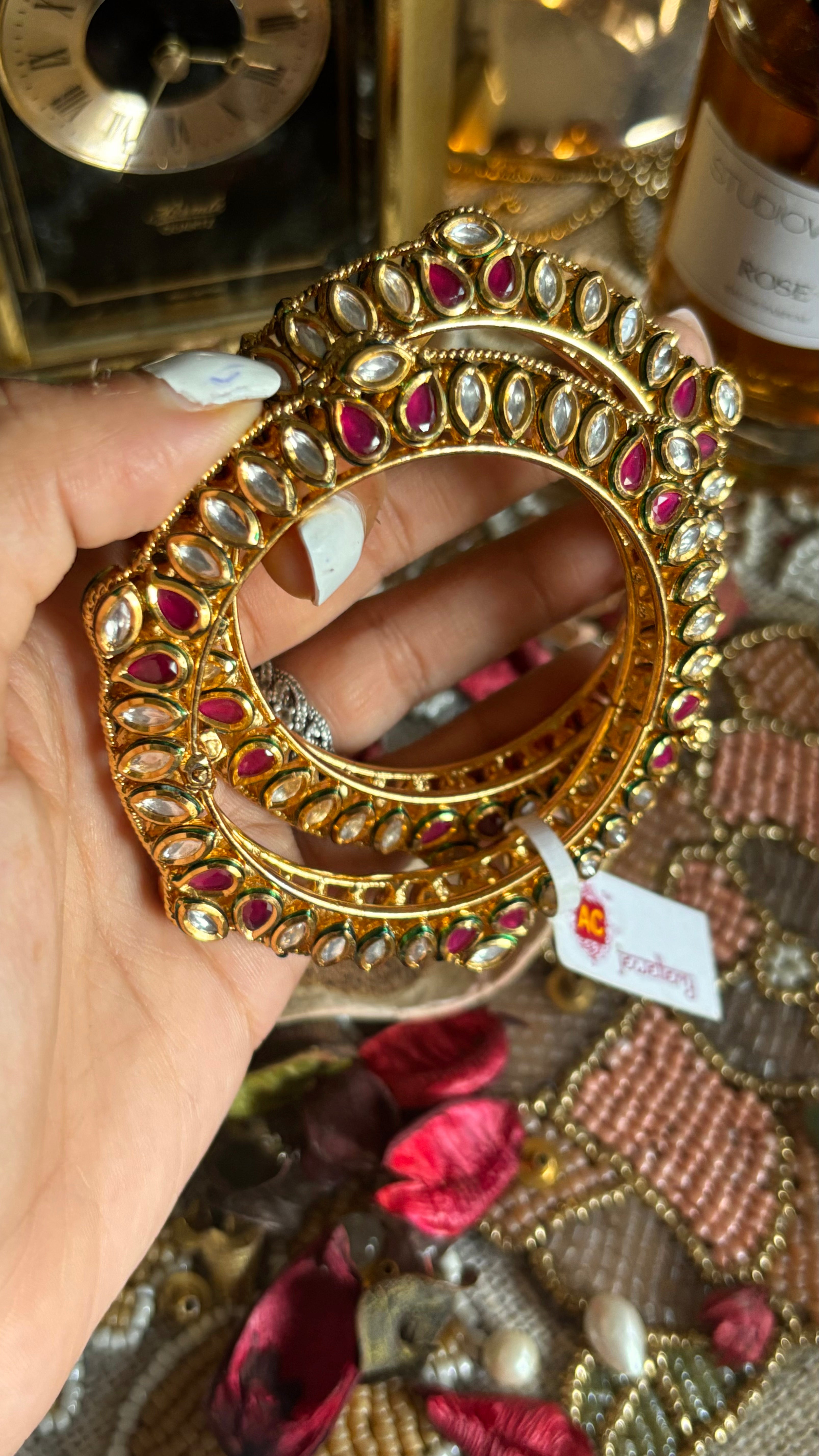 Meenakari ac kundan bangles