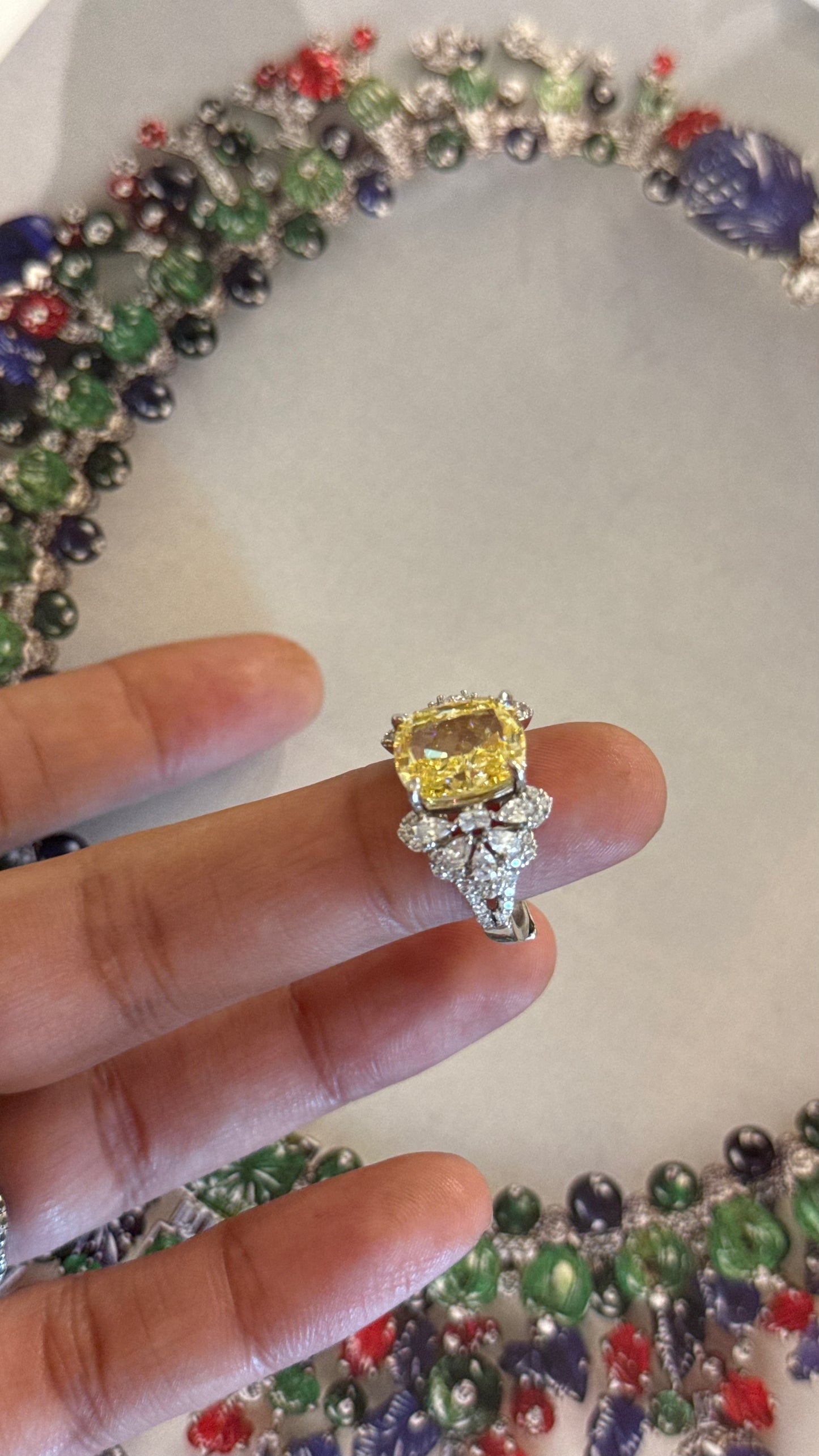 Cotrine Cz diamond cocktail ring
