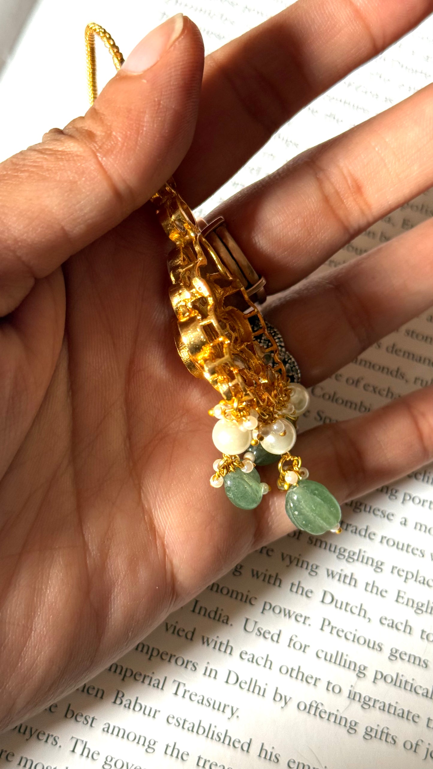 Moissanite polki mint drop maangtikaa