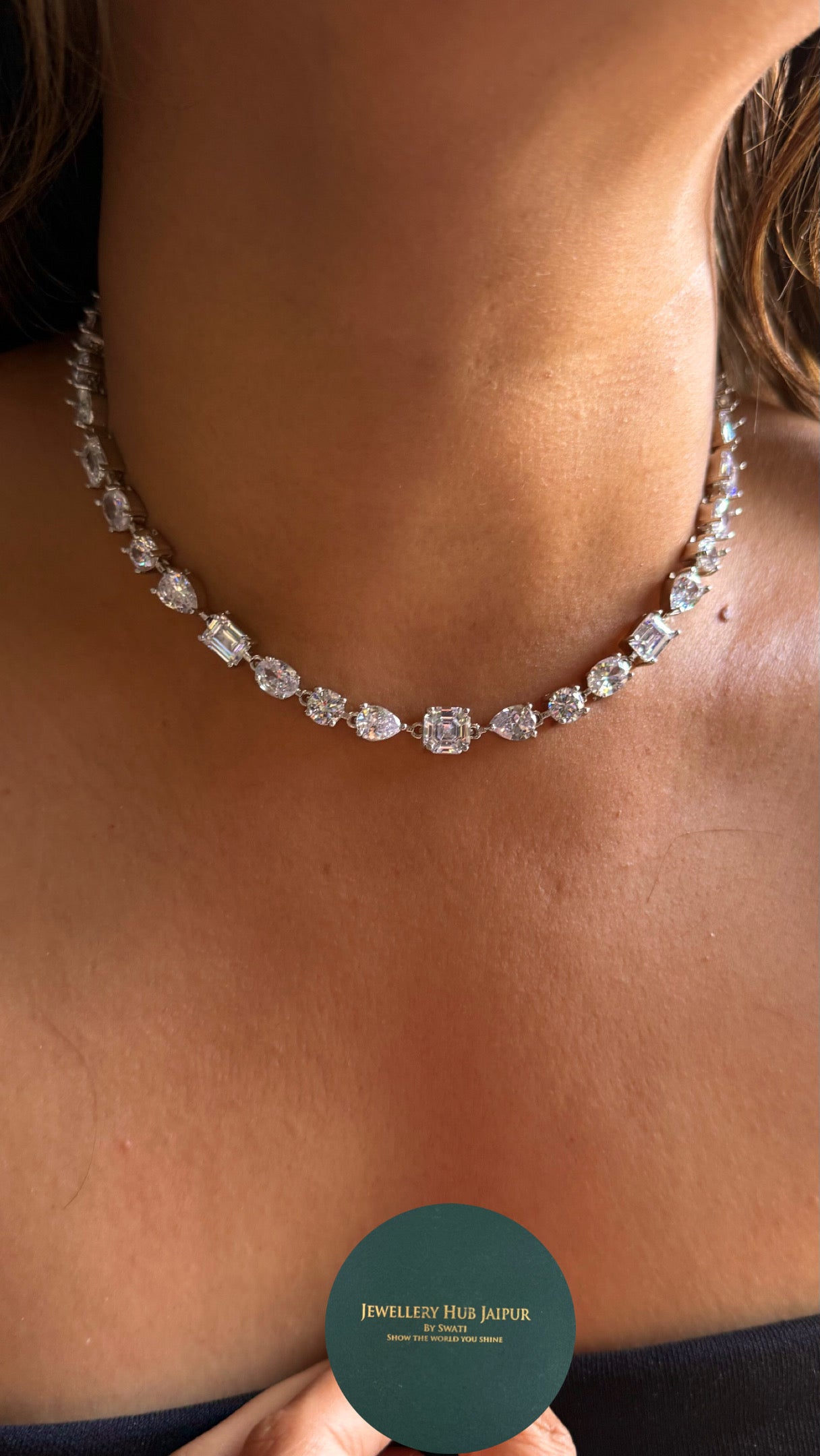 Single line uncut cz diamond necklace
