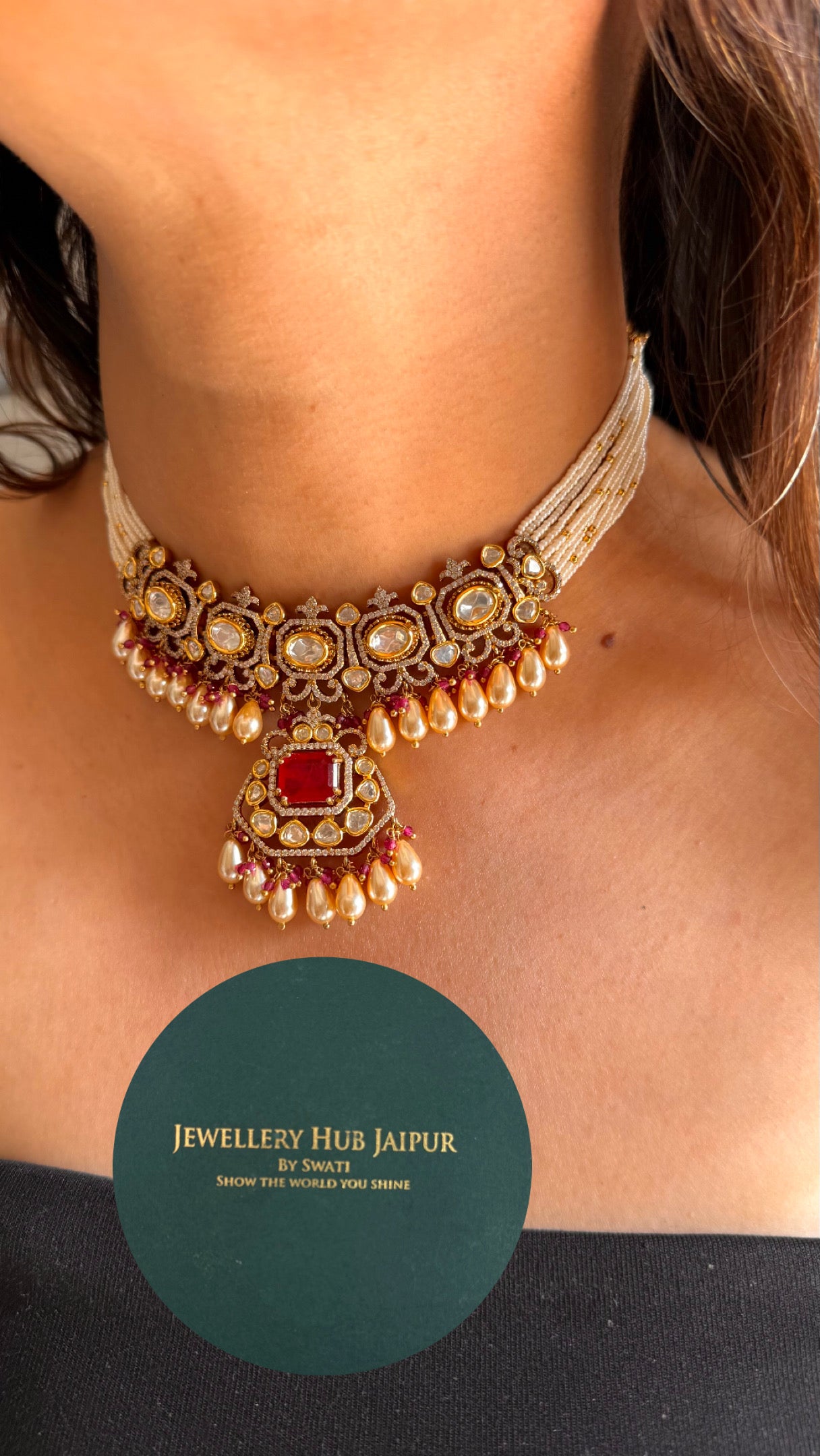 Ruby tear drop shape necklace