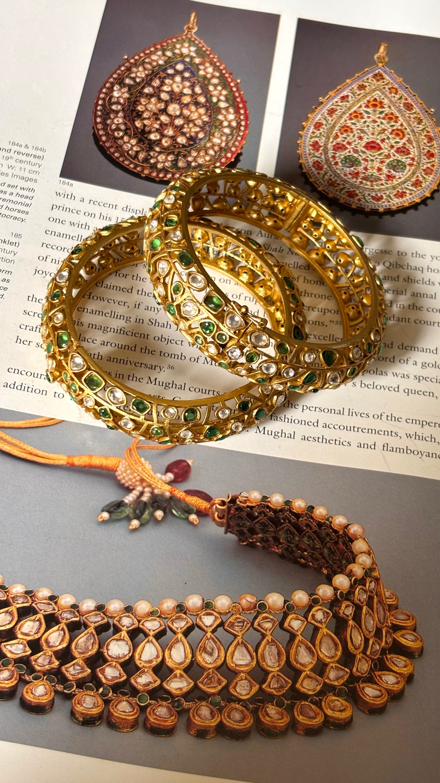 Designer Emerald gold openable bangle