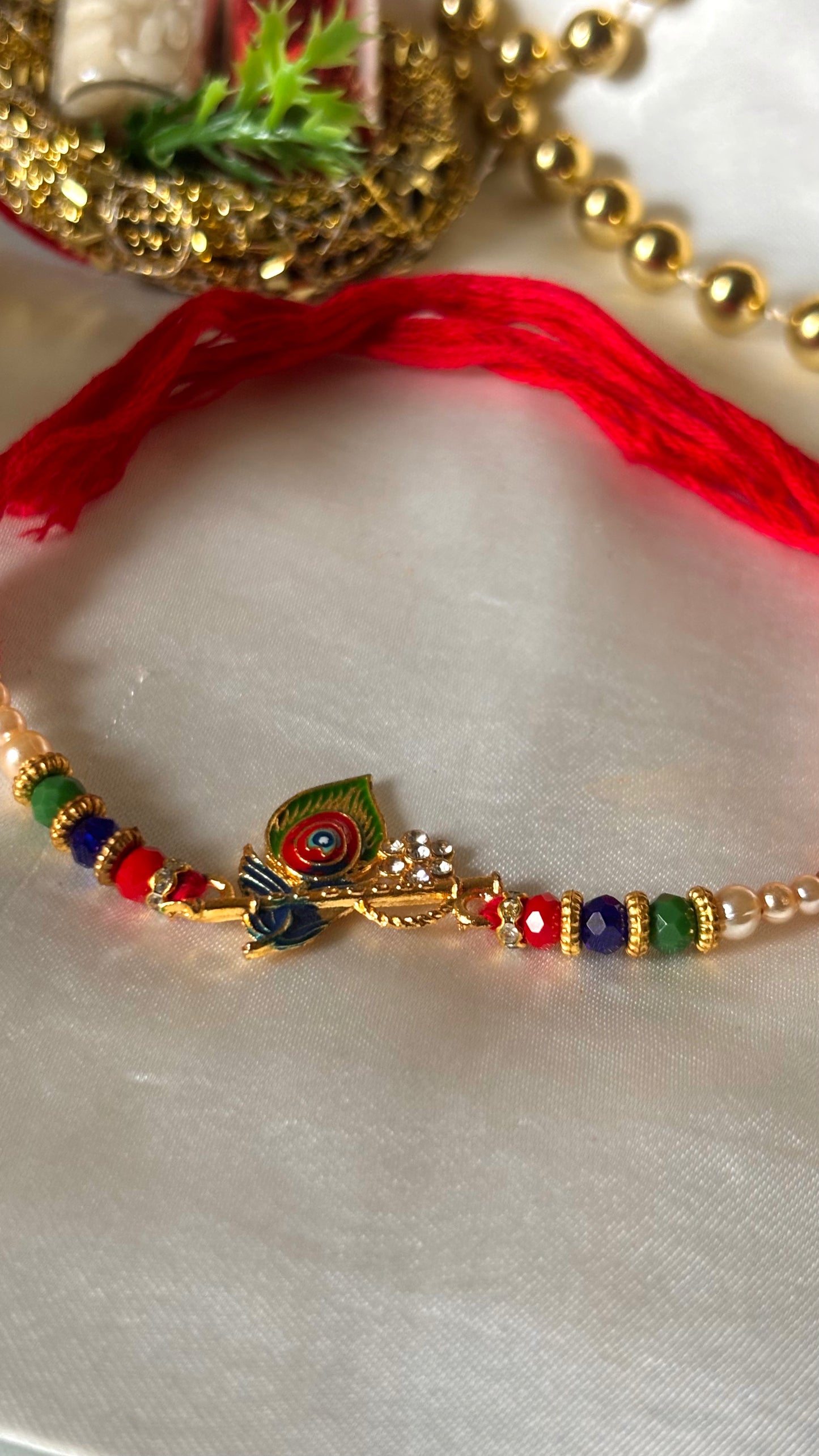 Morpankh inspired minimal rakhi ( shipping will be extra )