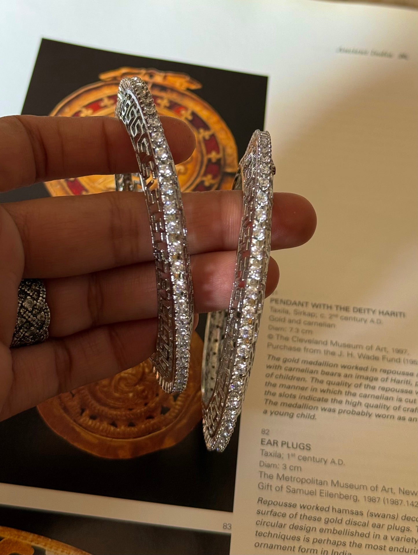 Silver rhodium diamond bangles (not openable)