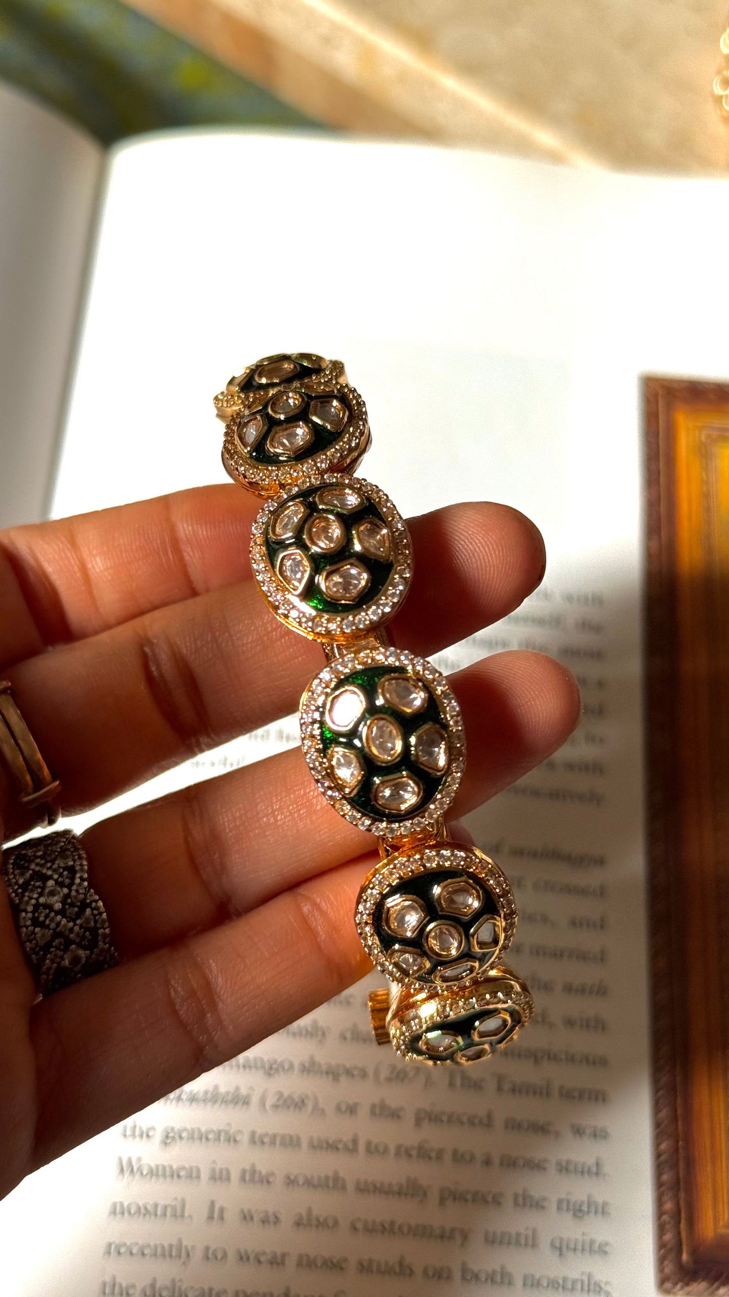 Meenakari oval gold single bangdi