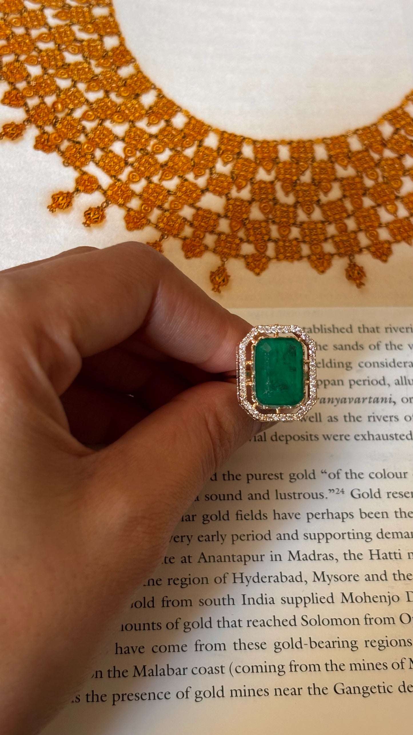 Emerald square shape adjustable ring