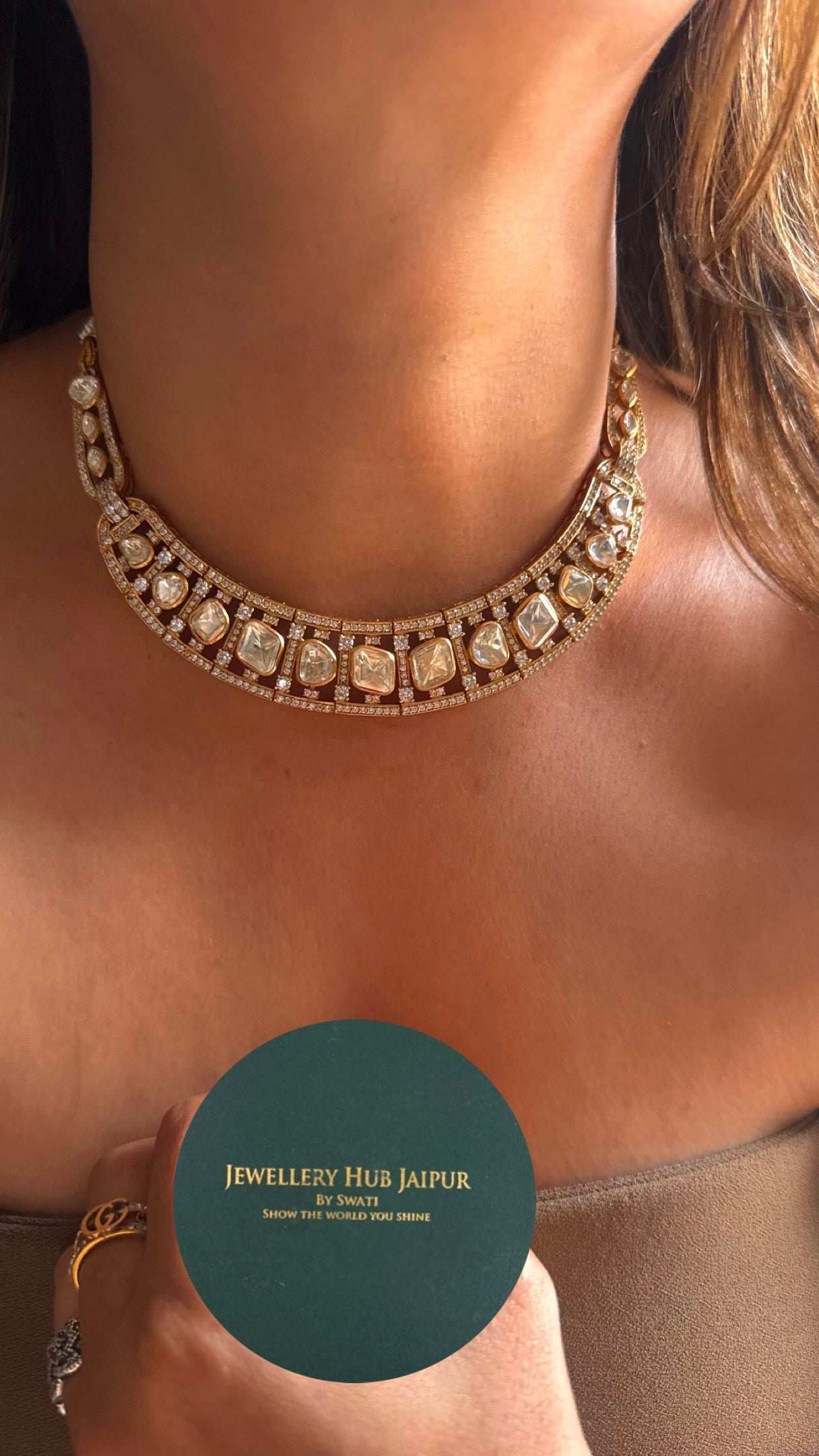 Uncut peeli polki collar necklace