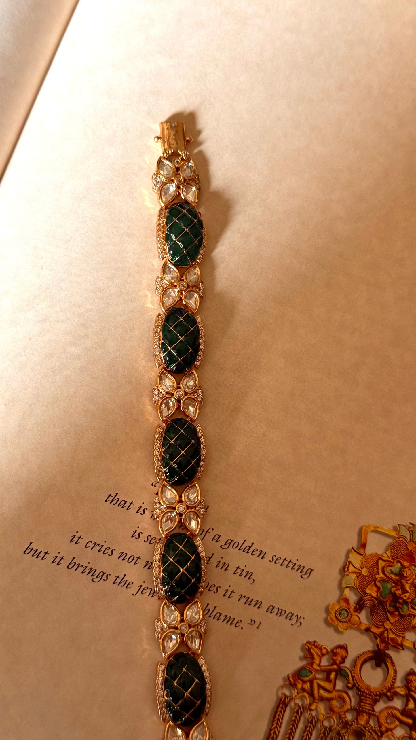 Emerald katdana moissanite bracelet