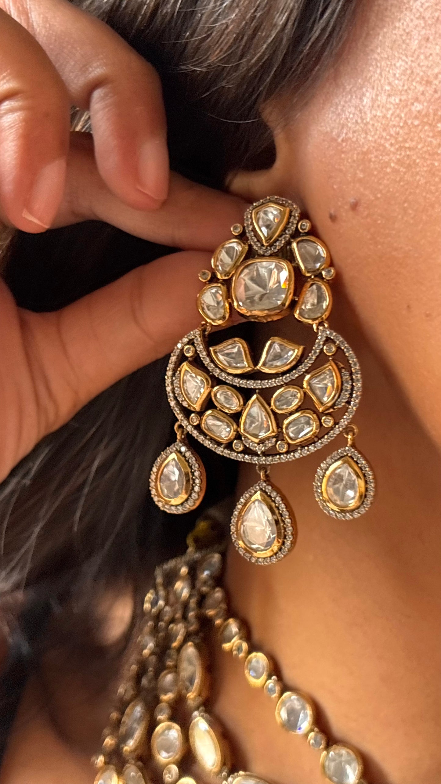 Real moissanite polki layerd Necklace