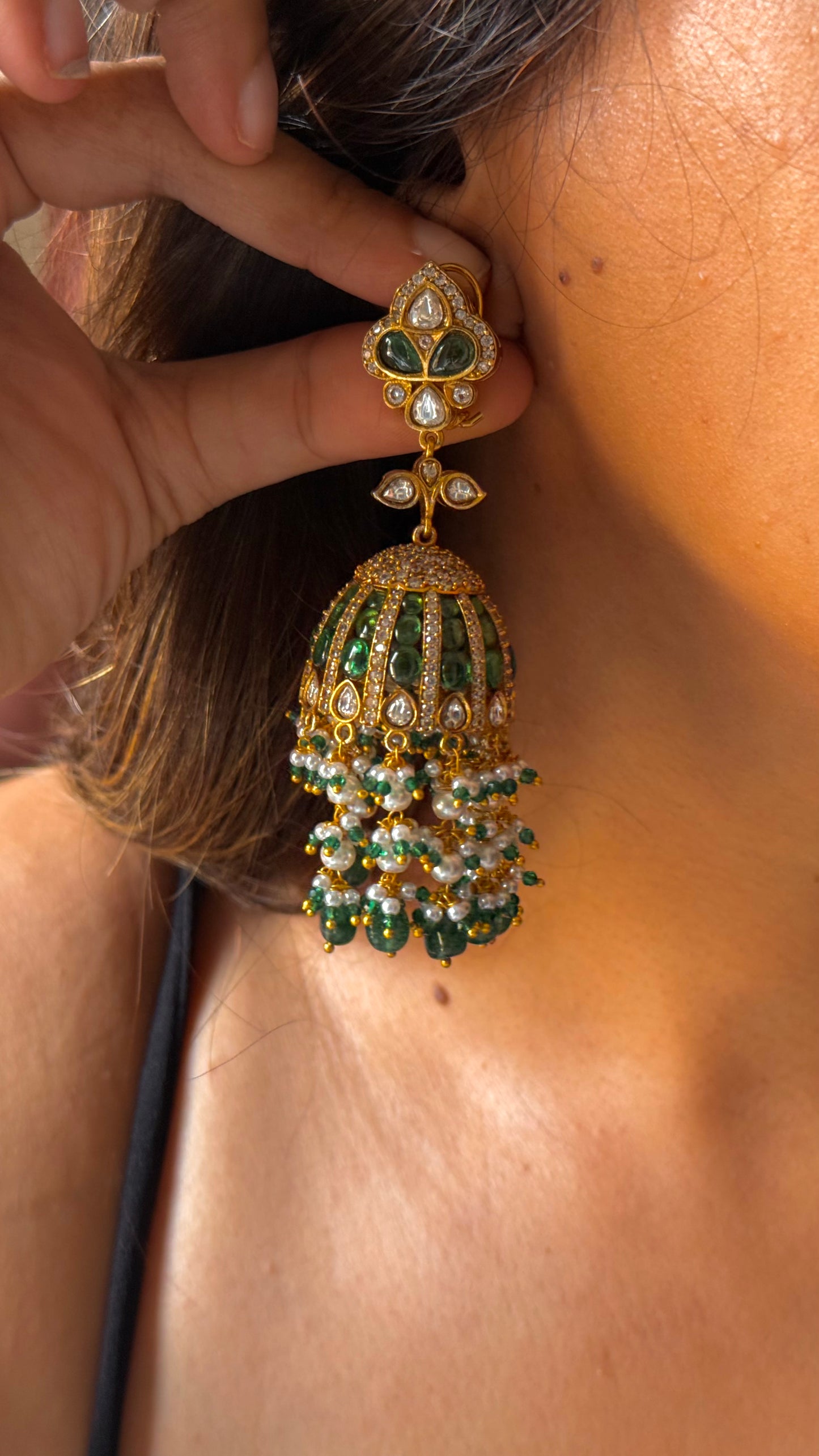 Emerald heritage jhumka