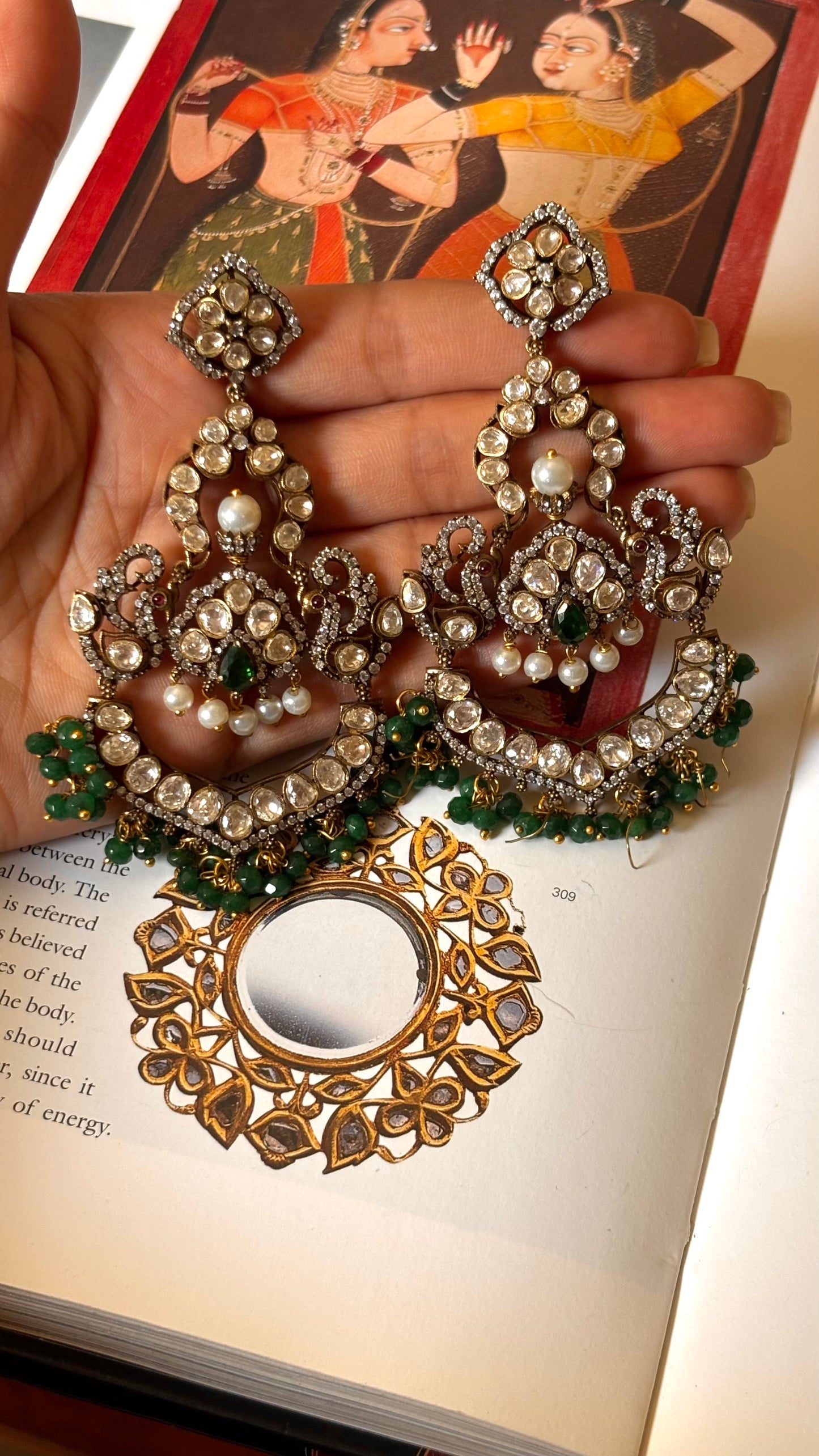Emerald drops with pearl detailing Earrings
