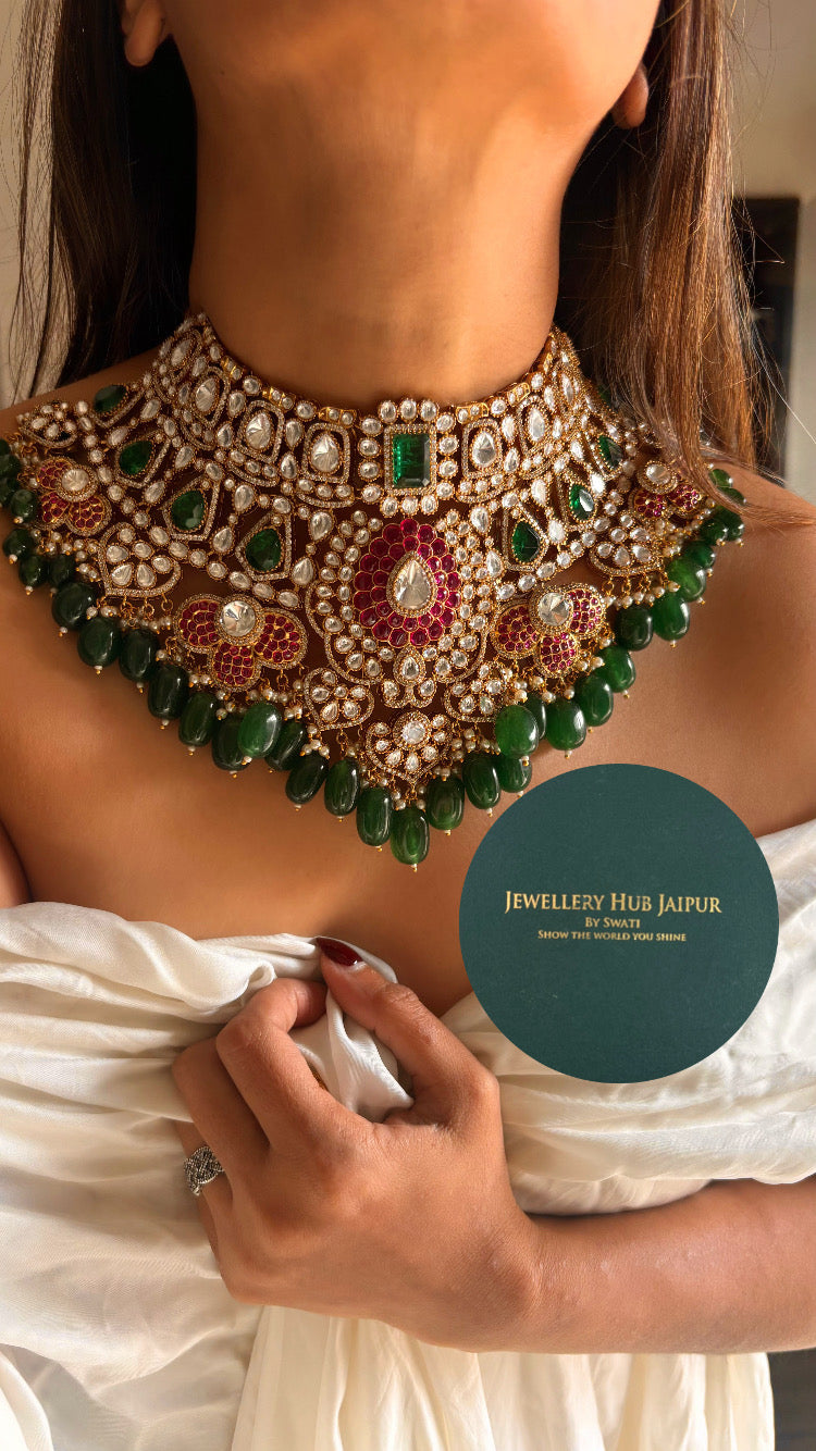 Arunya moissanite bridal choker necklace set
