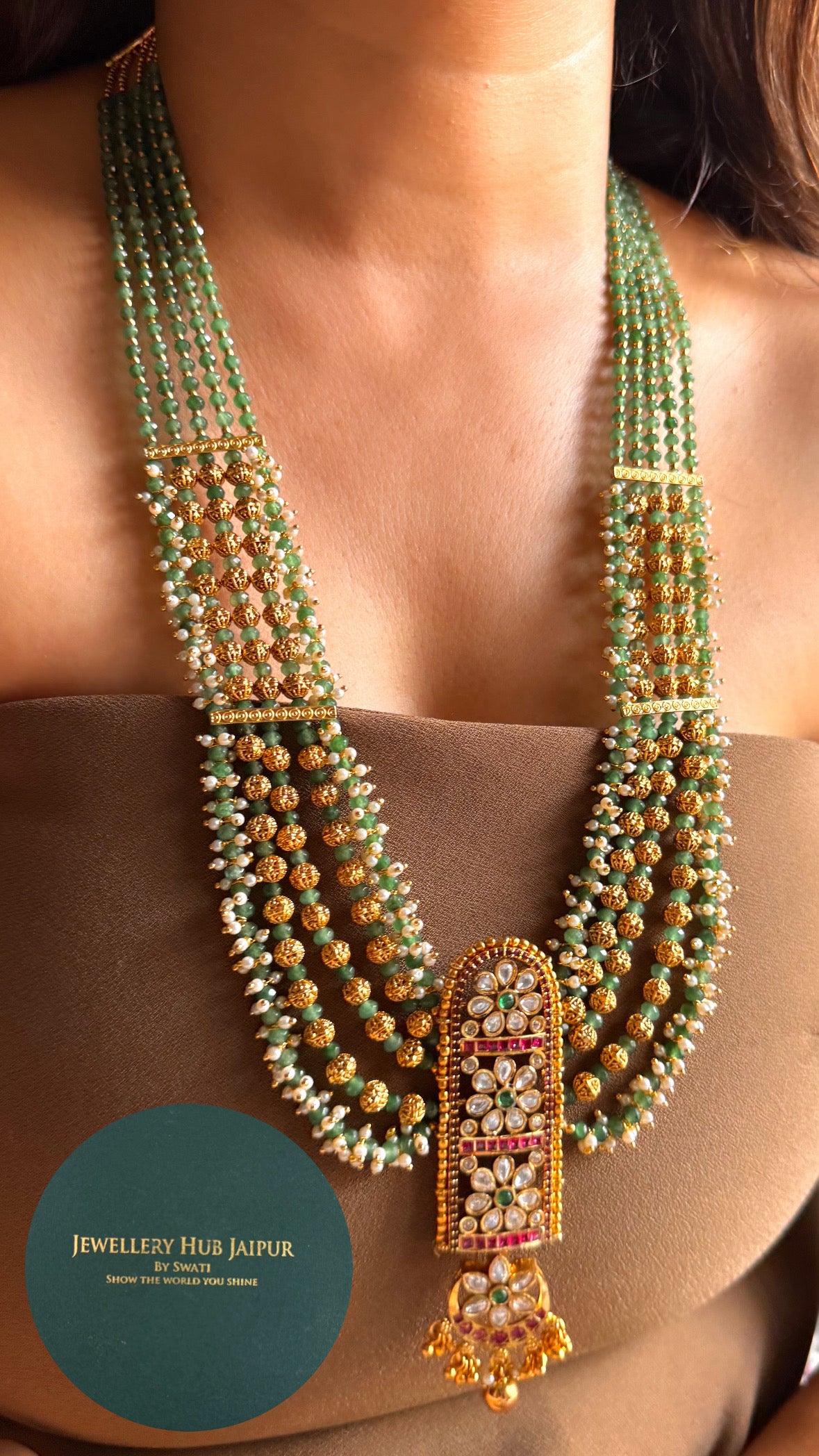 Mint & ruby floral rajwada maharani set