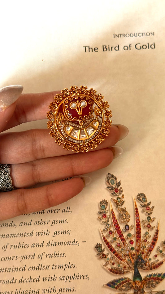Ruby inlay Rajwada adjustable ring