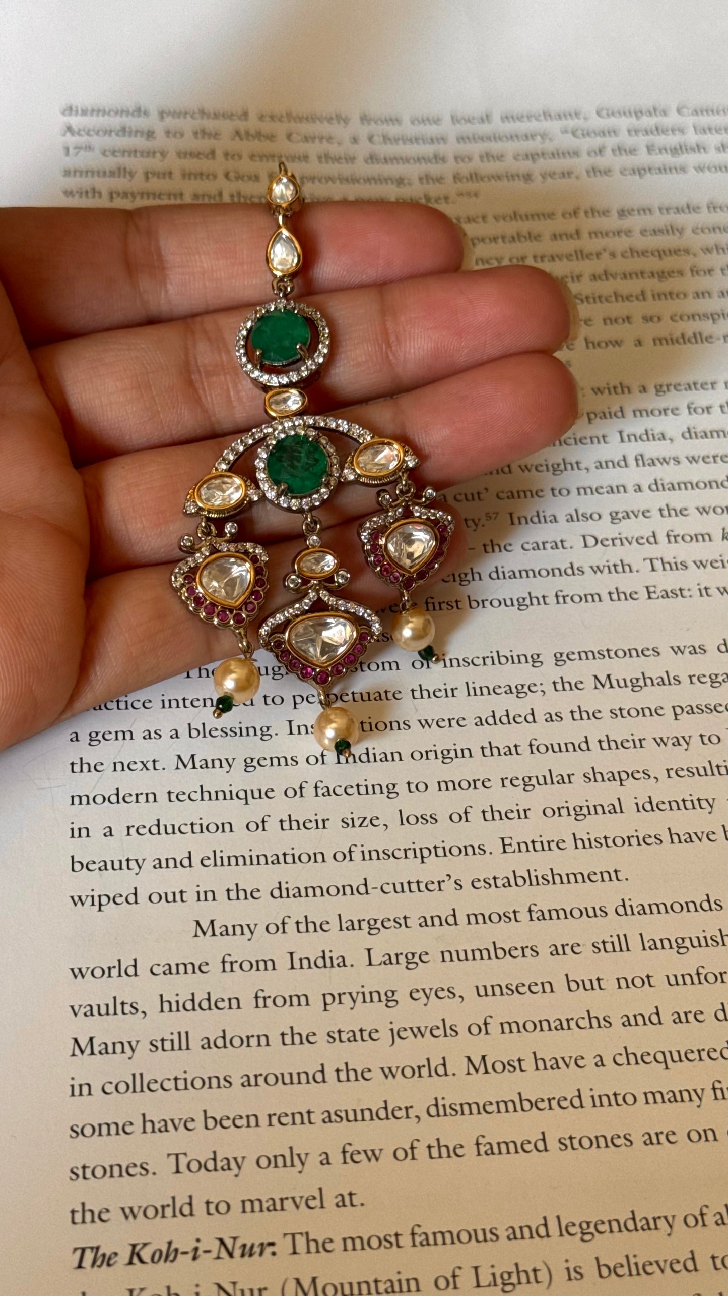 Emerald doublet  & Rani pink with drop Maangtika