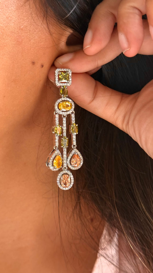 Oval and Pear-Cut Yellow Statement Danglers