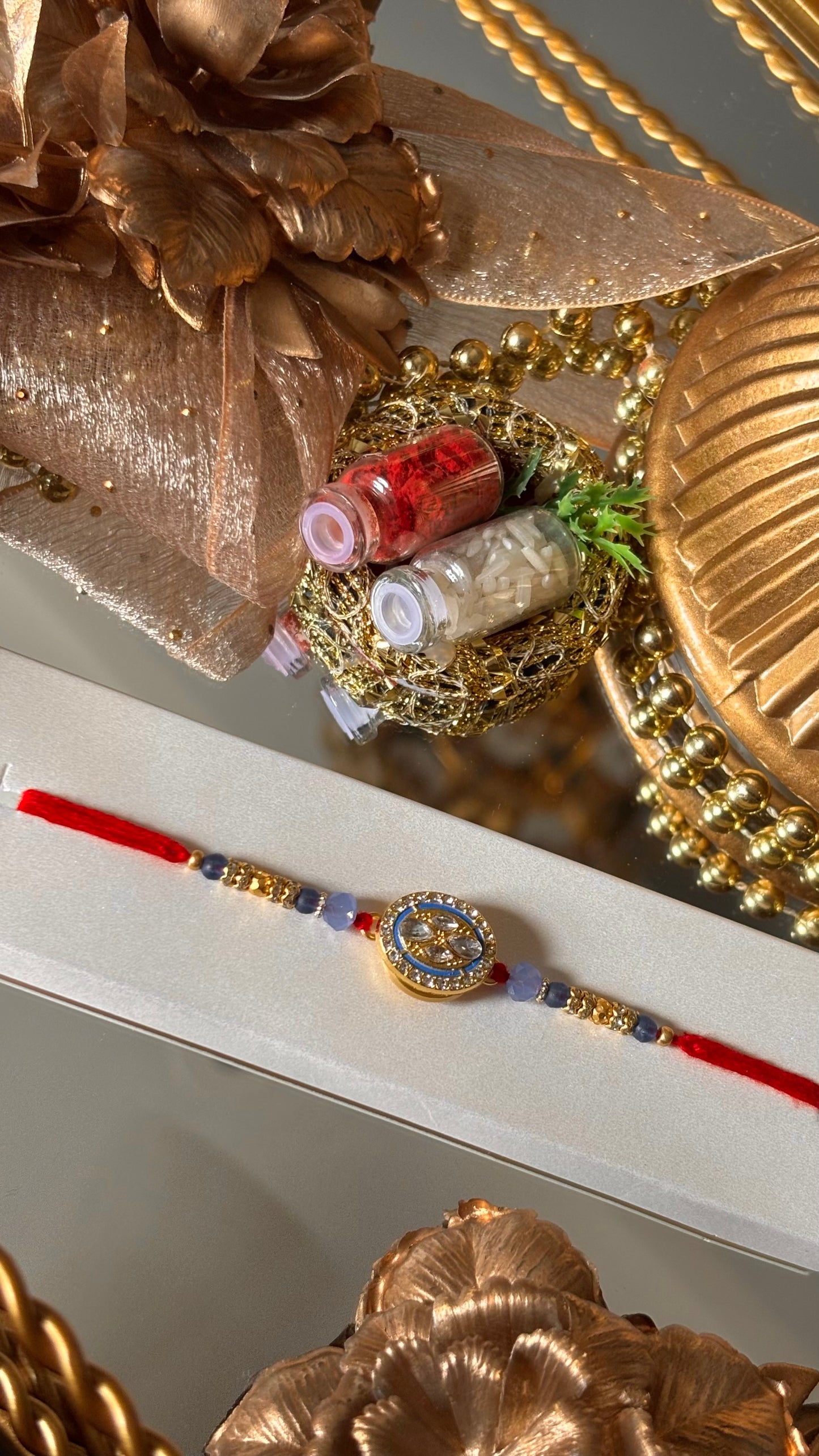 Diamond polki spinner Rakhi ( shipping will be extra )