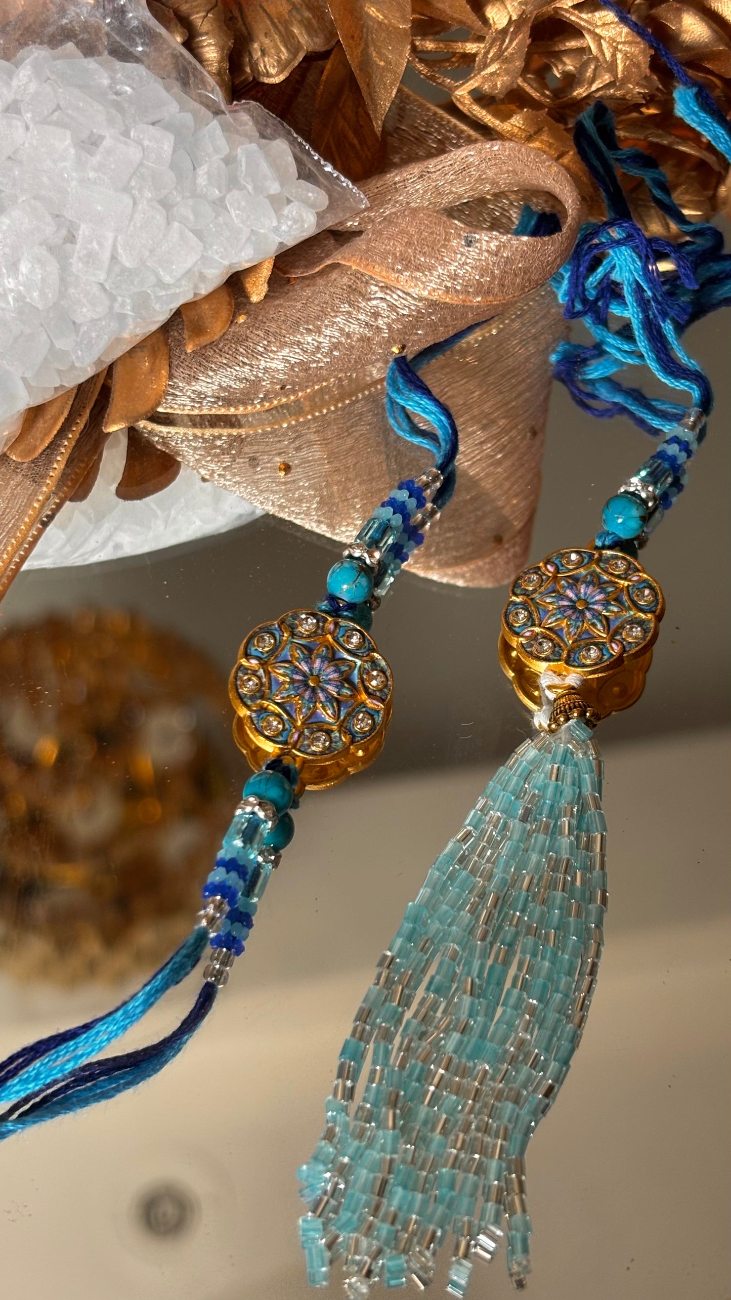 Nakashi work Couple rakhi ( shipping will be extra )