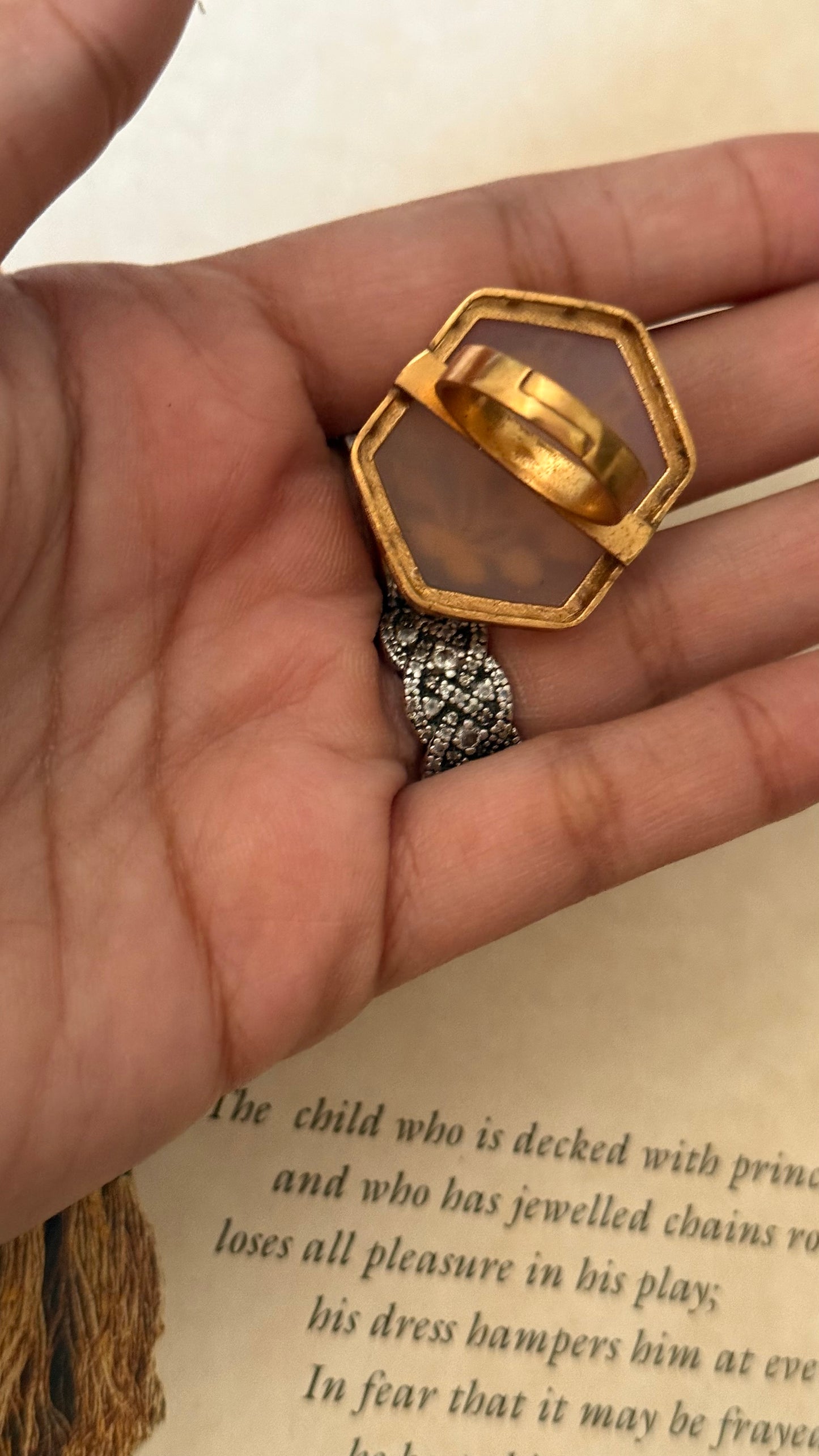 Amrapali inspired Real stones peacock inlay adjustable ring