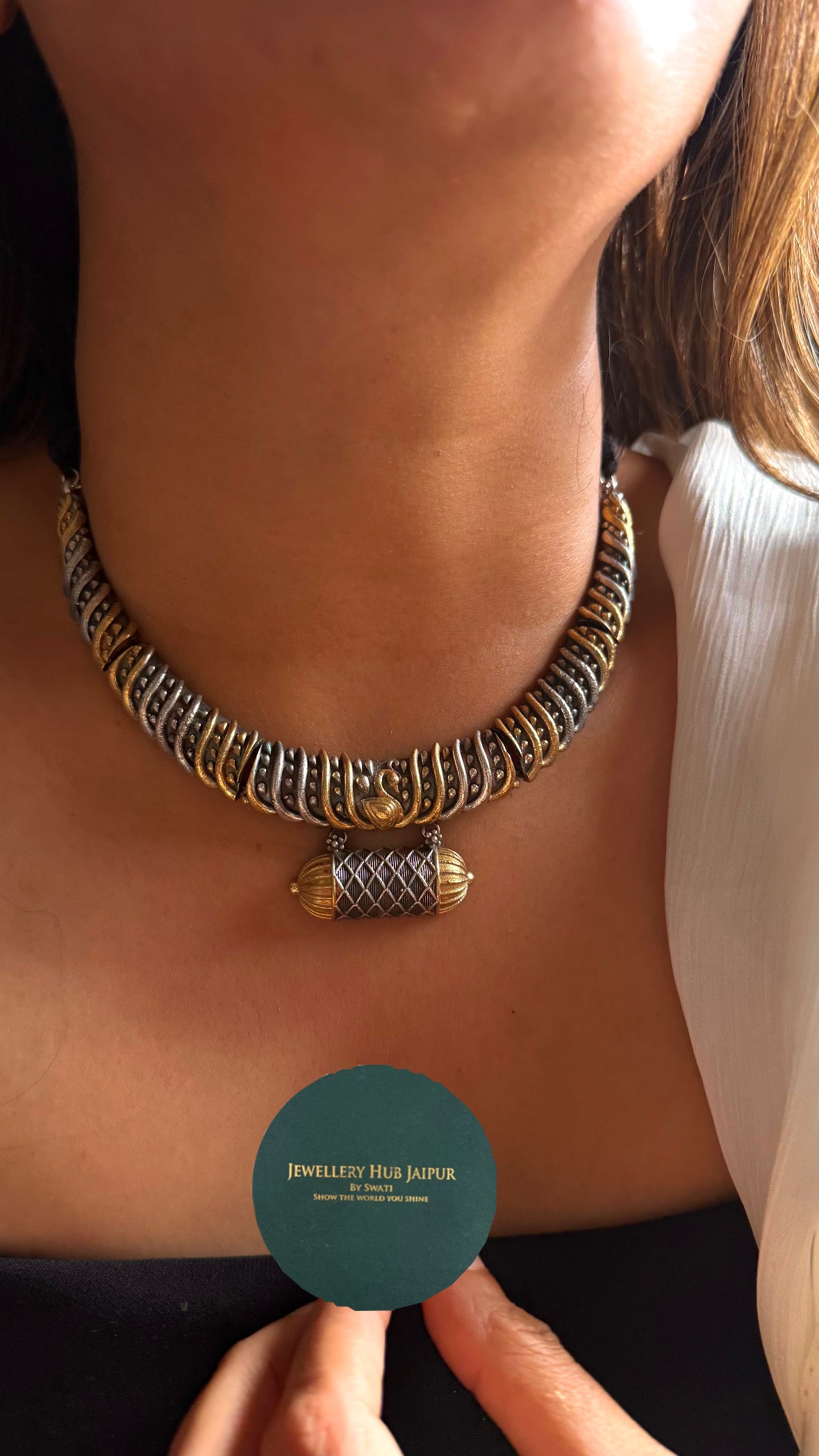 Asur Silver & Gold Tribal Braided Hasli