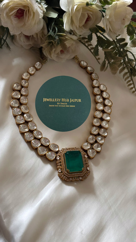 Emerald doublet collar necklace