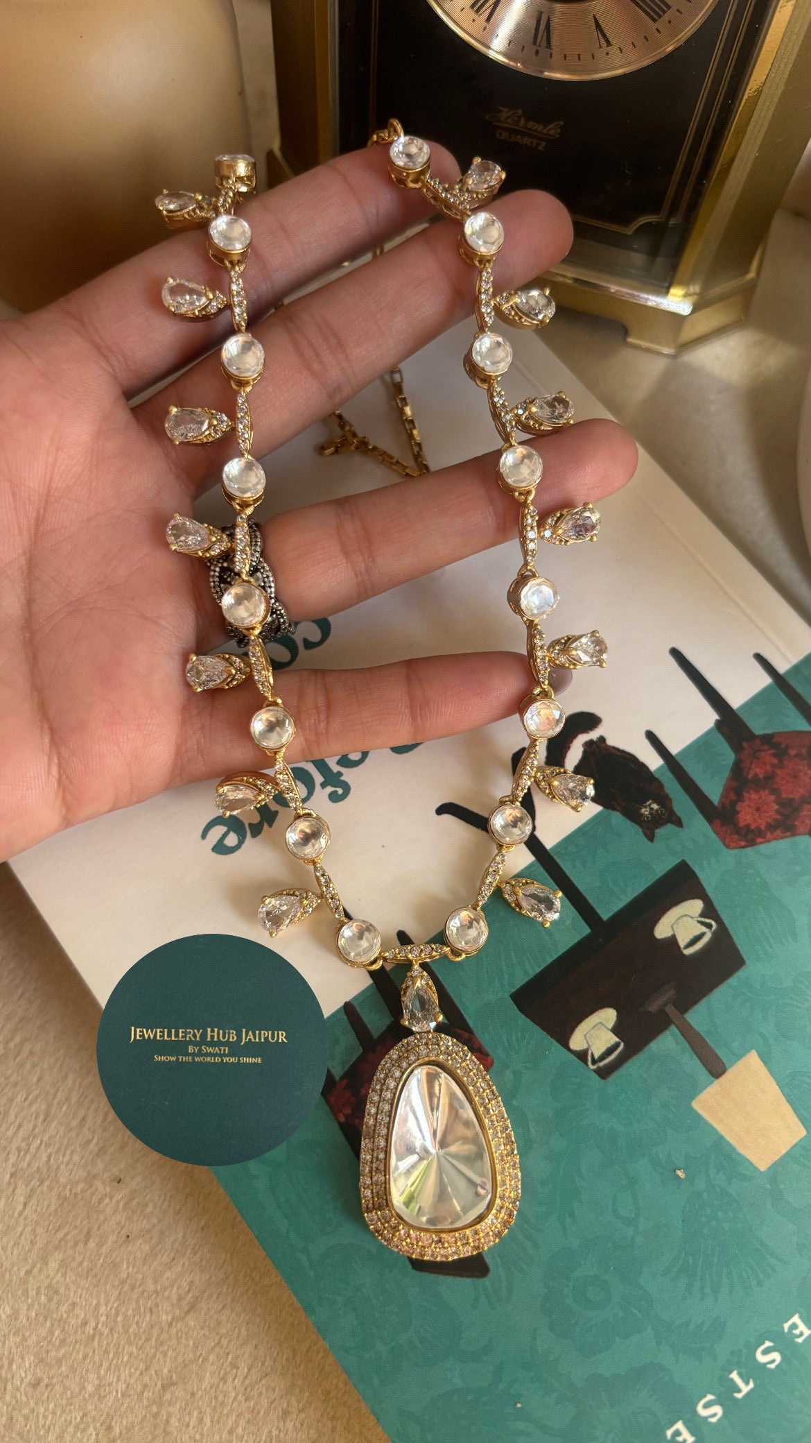 Uncut polki moissanite collar necklace set