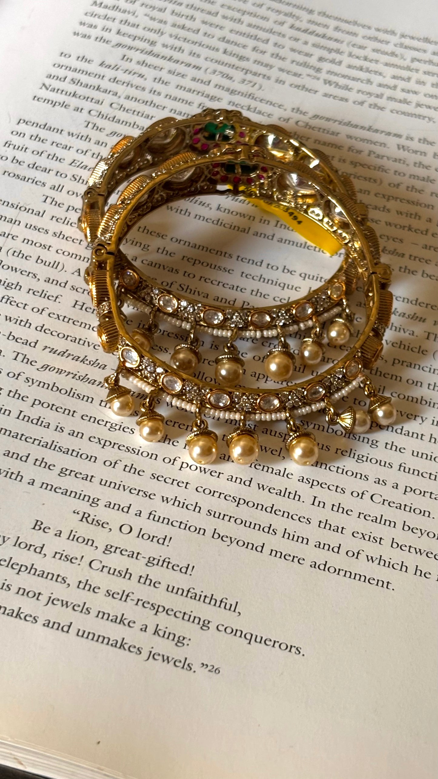 Ruby & emerald Victorian bangles with pearl detailing