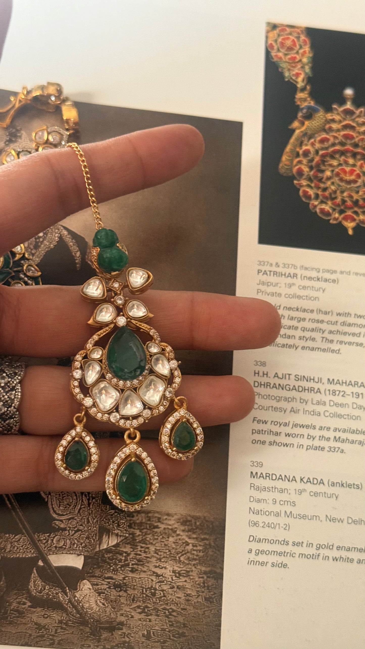 Emerald gold polki  maangtika