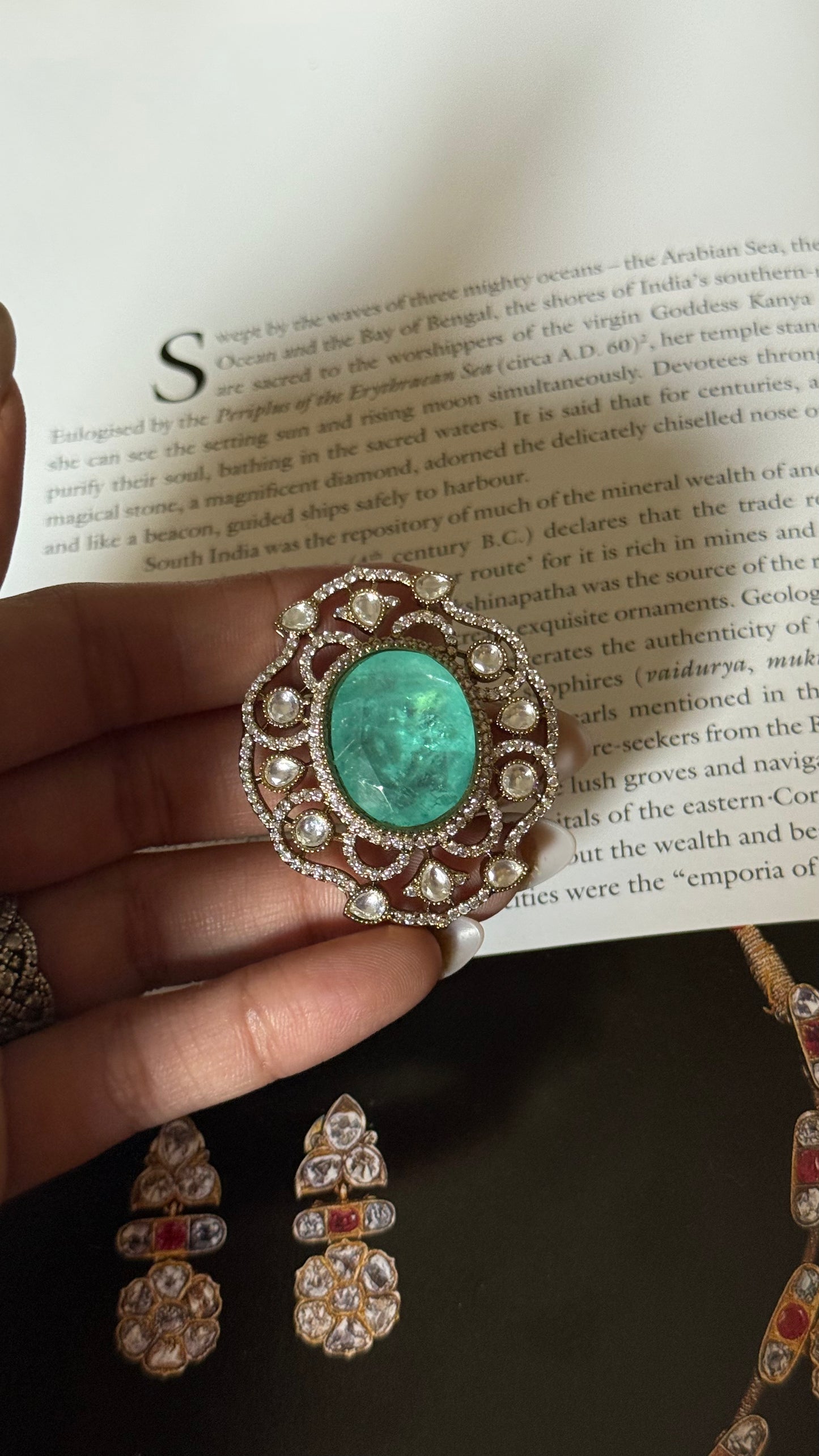 Mint Moissanite adjustable ring