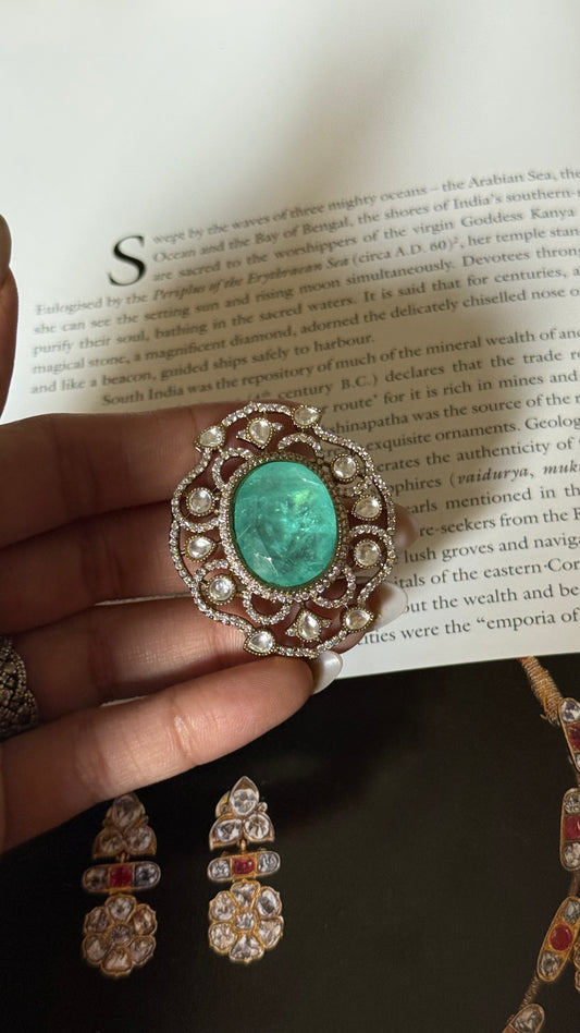 Mint Moissanite adjustable ring
