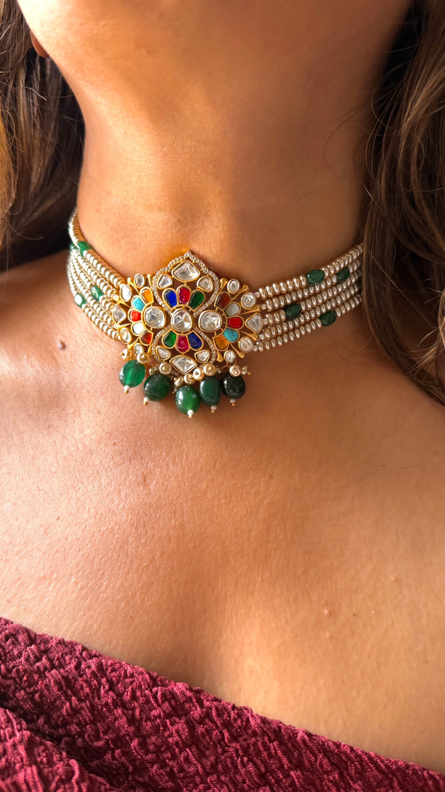 Navratna paachi kundan choker