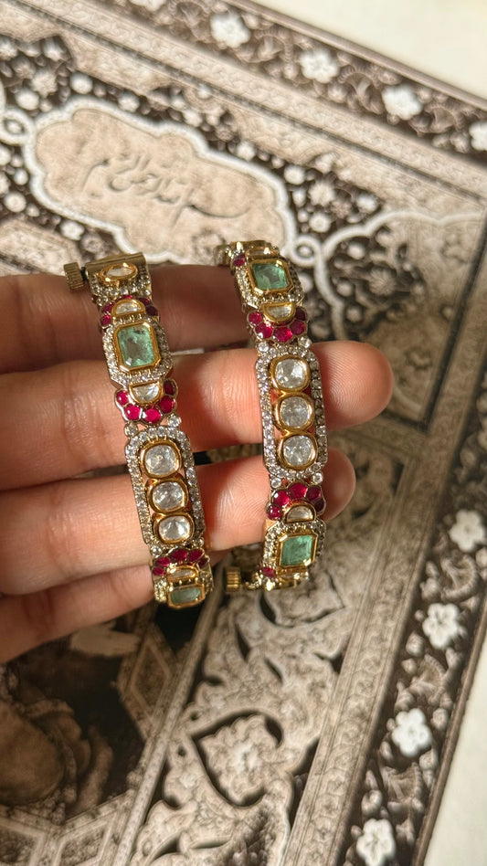 Mint & rani pink katdana Victorian openable bangle