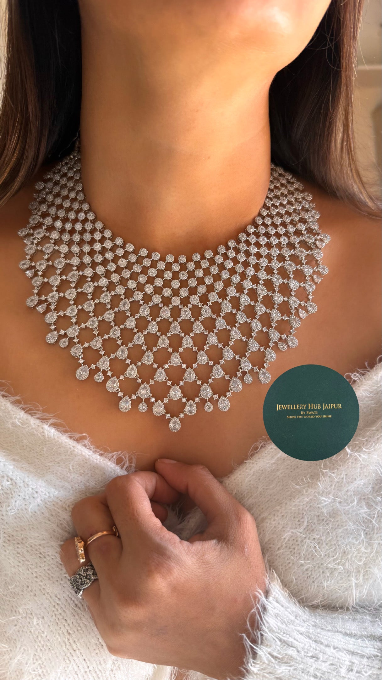 CZ Diamond statement necklace