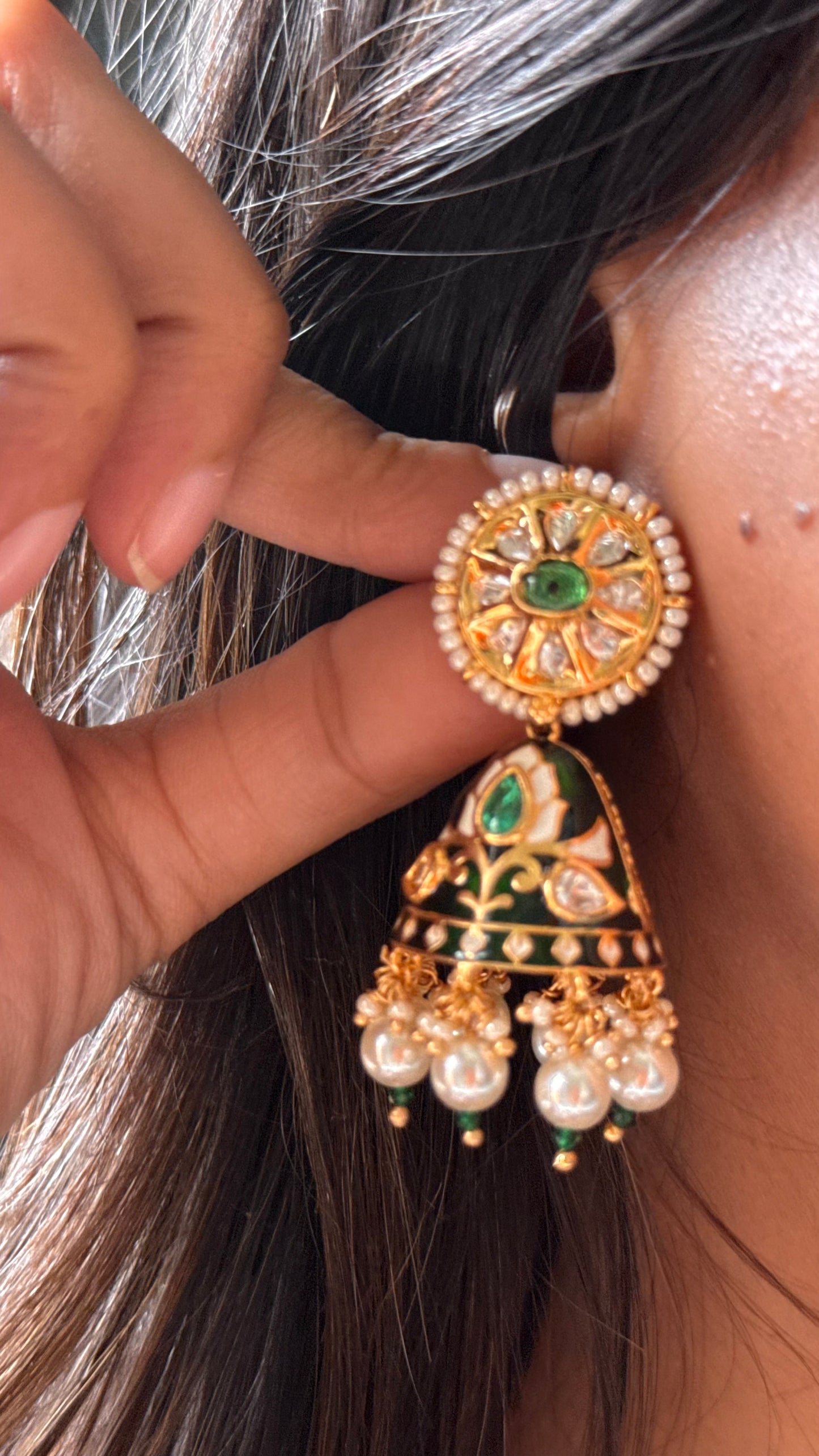 Emerald & ruby with Meenakari haslii