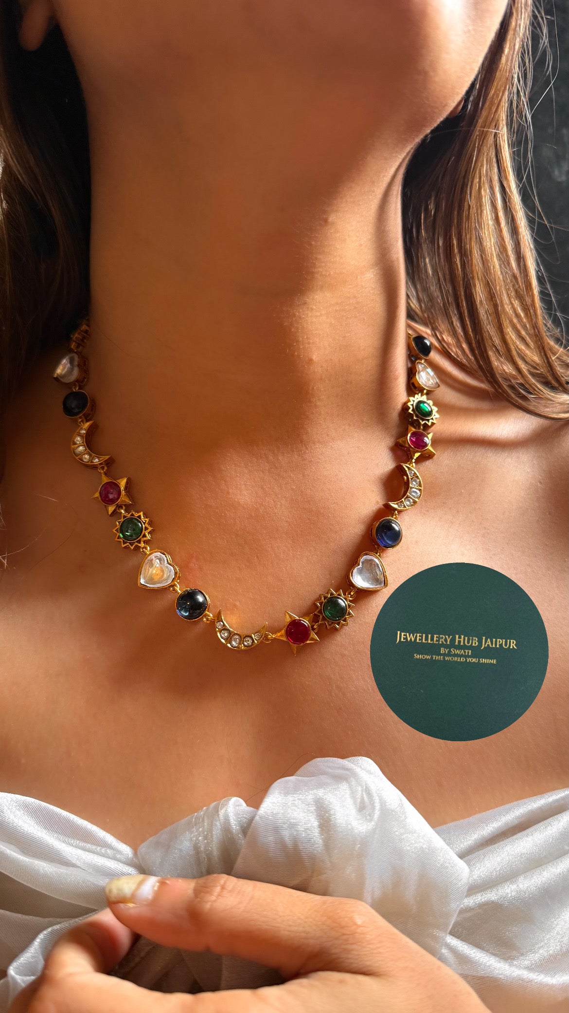 Navratna designer in stars & moon set