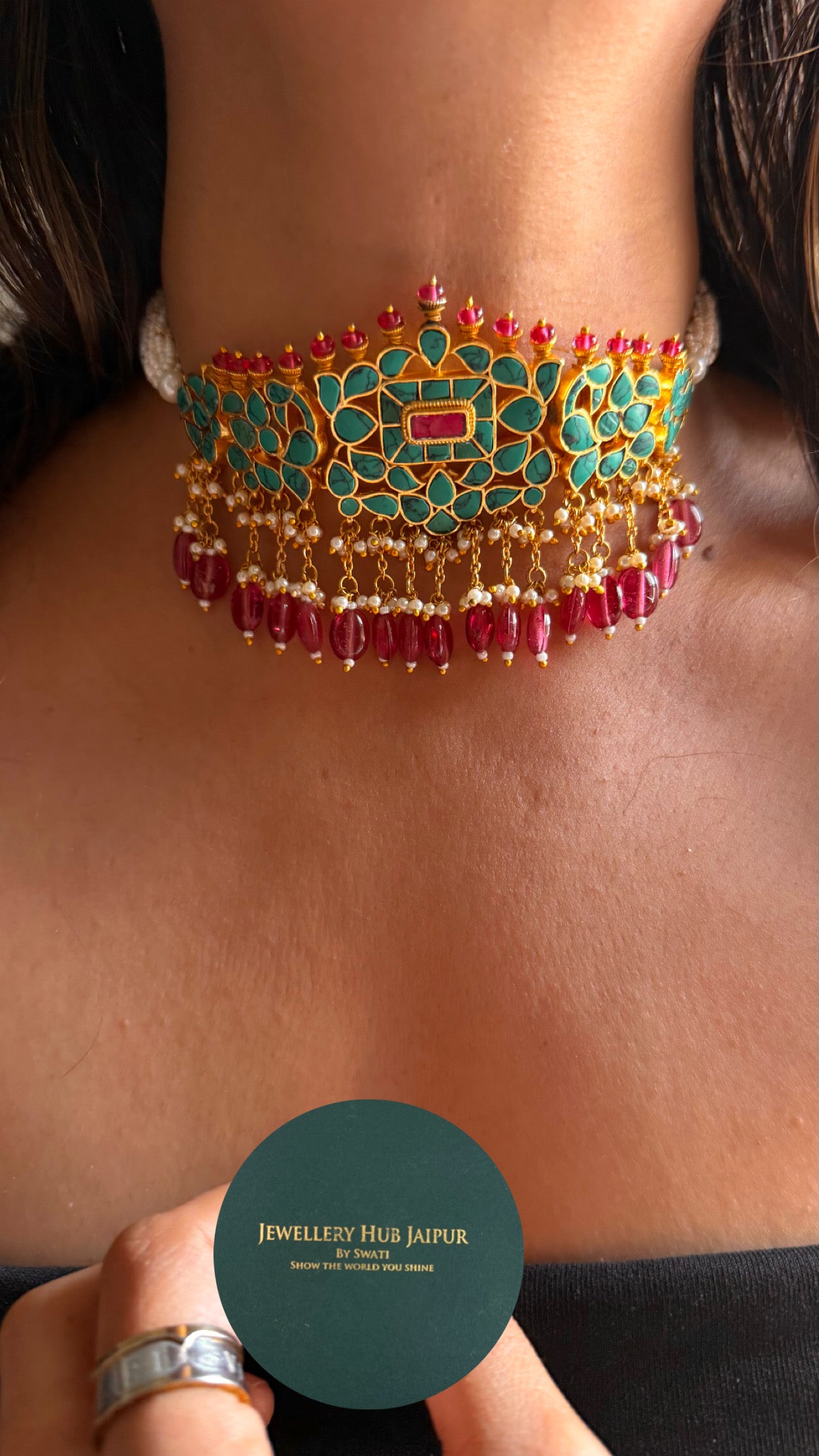 Paachi kundan firoza choker
