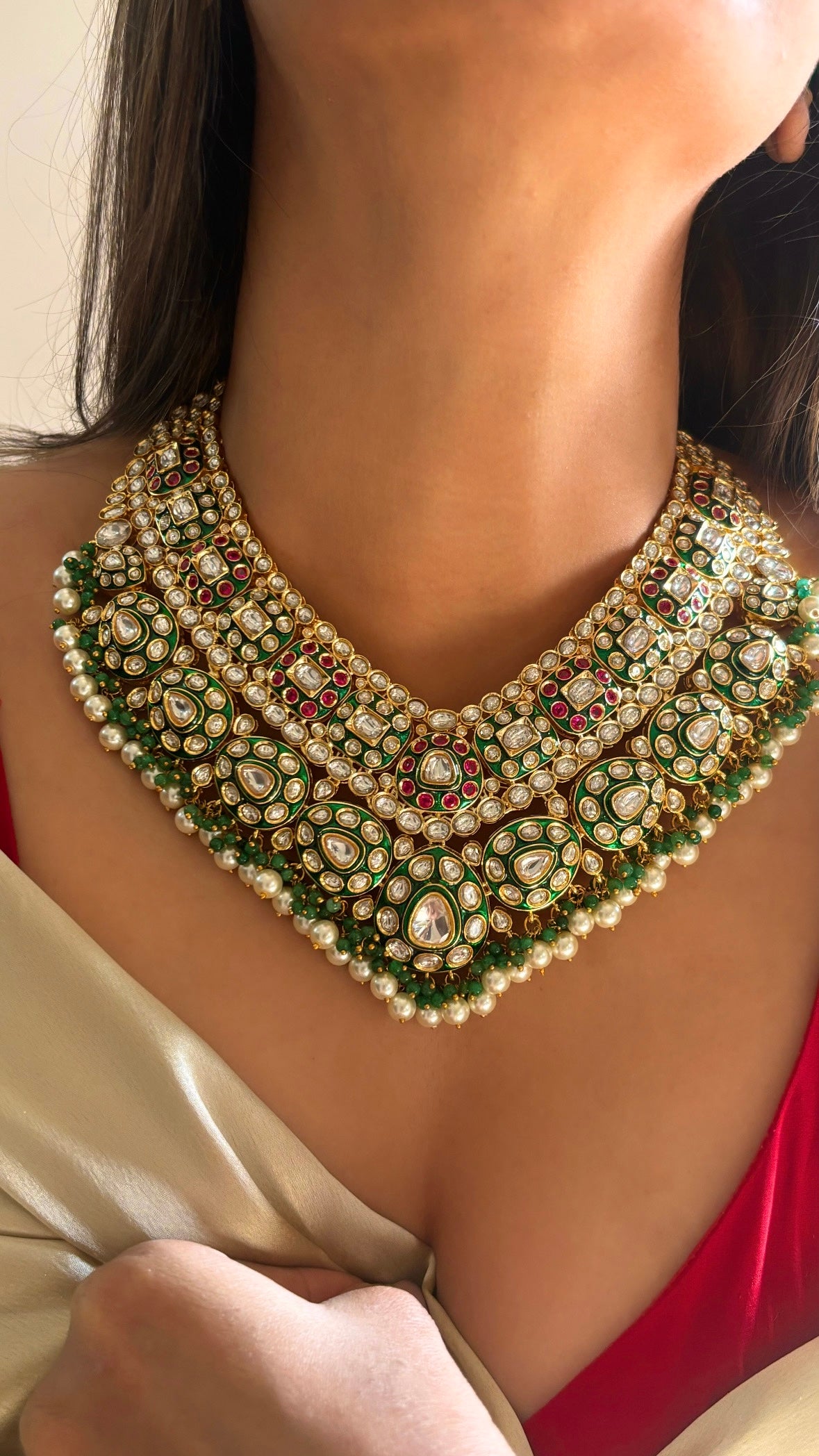 Bridal Asia inspired Chandi polki necklace