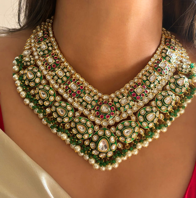 Bridal Asia inspired Chandi polki necklace