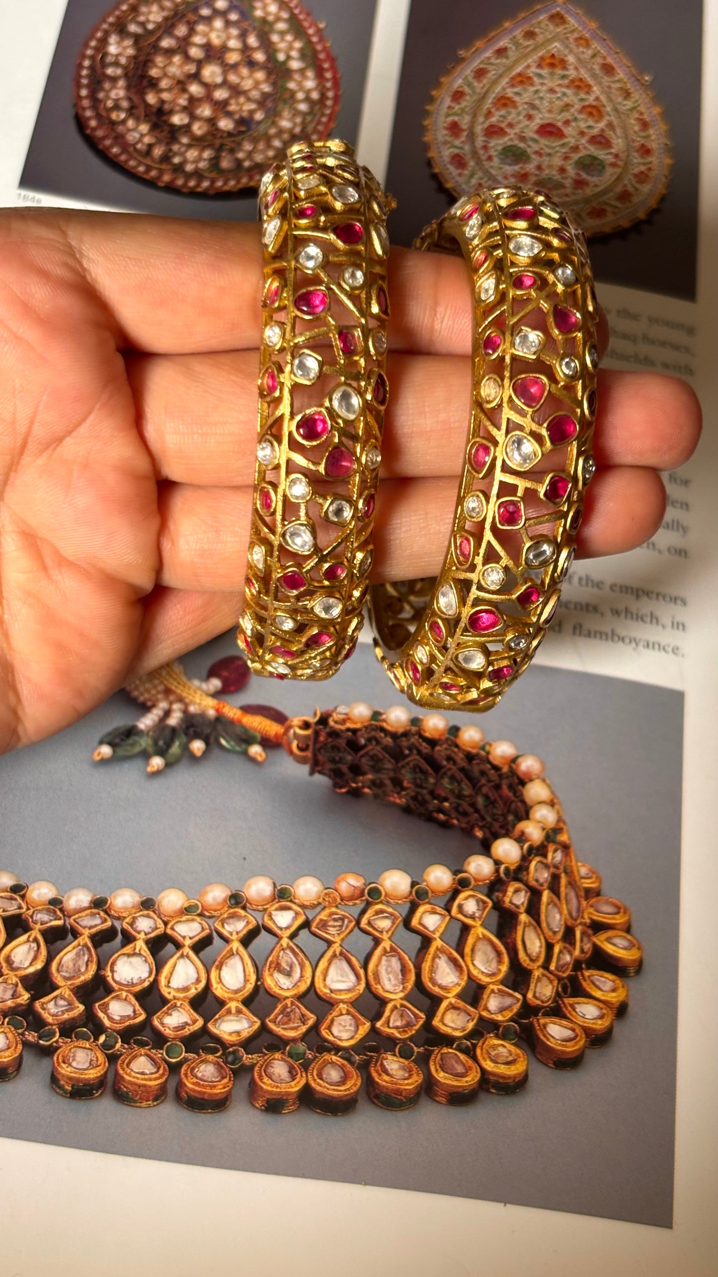 Designer rani pink gold openable bangle