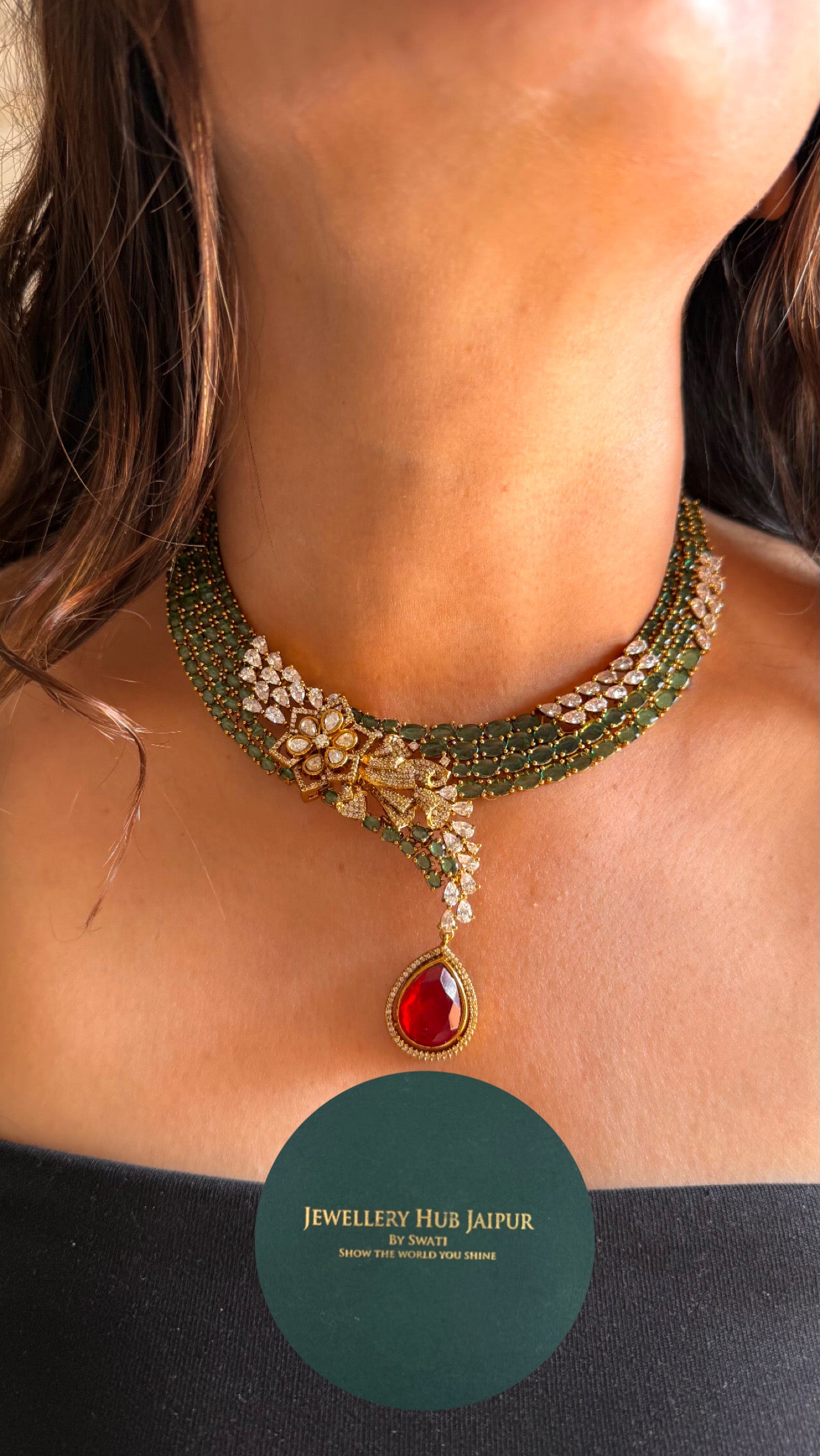 ruby & emerald designer necklace