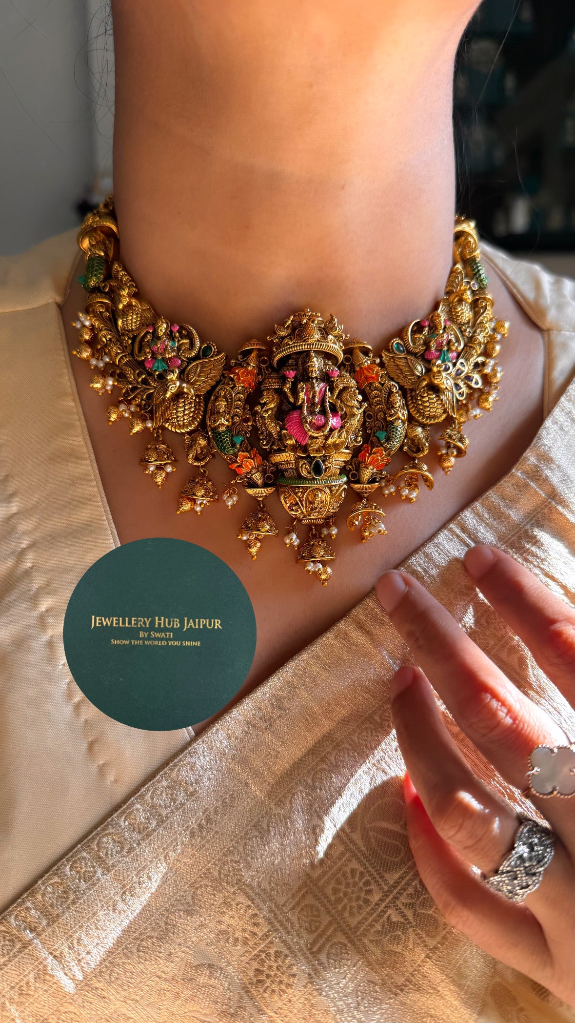 Goddess laxmi temple Meenakari Statement Necklace