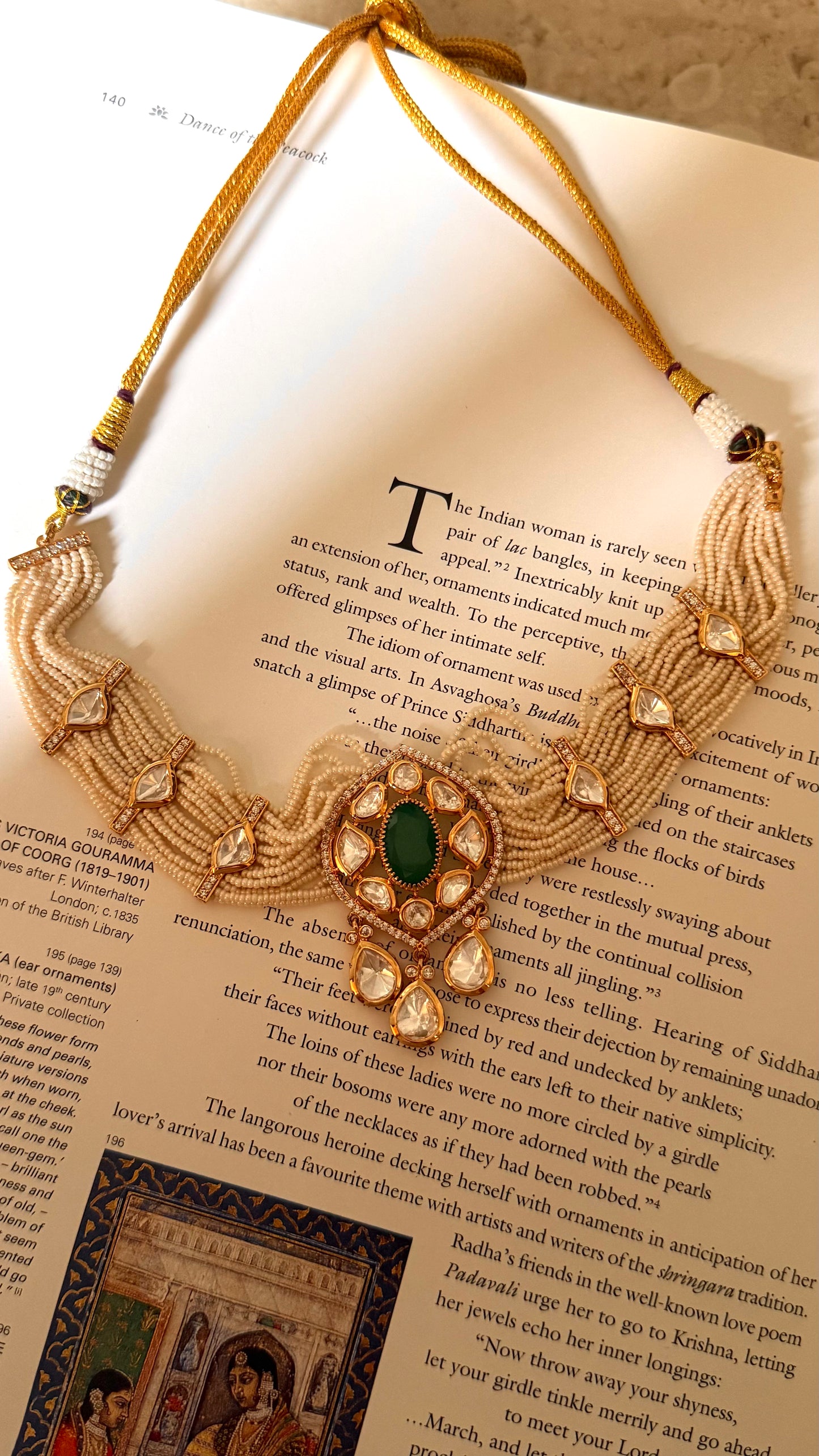 Emerald moissanite thread set