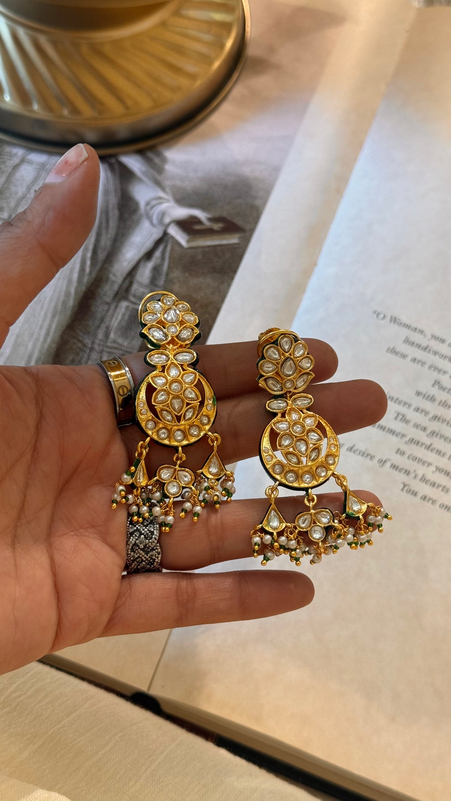 Meenakari polki Chandbali