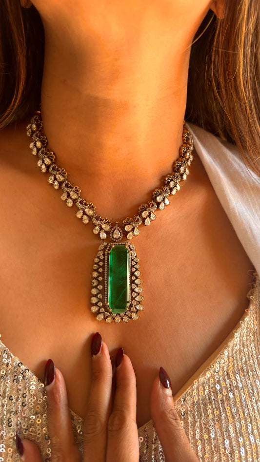 Preet Emerald Victorian designer necklace
